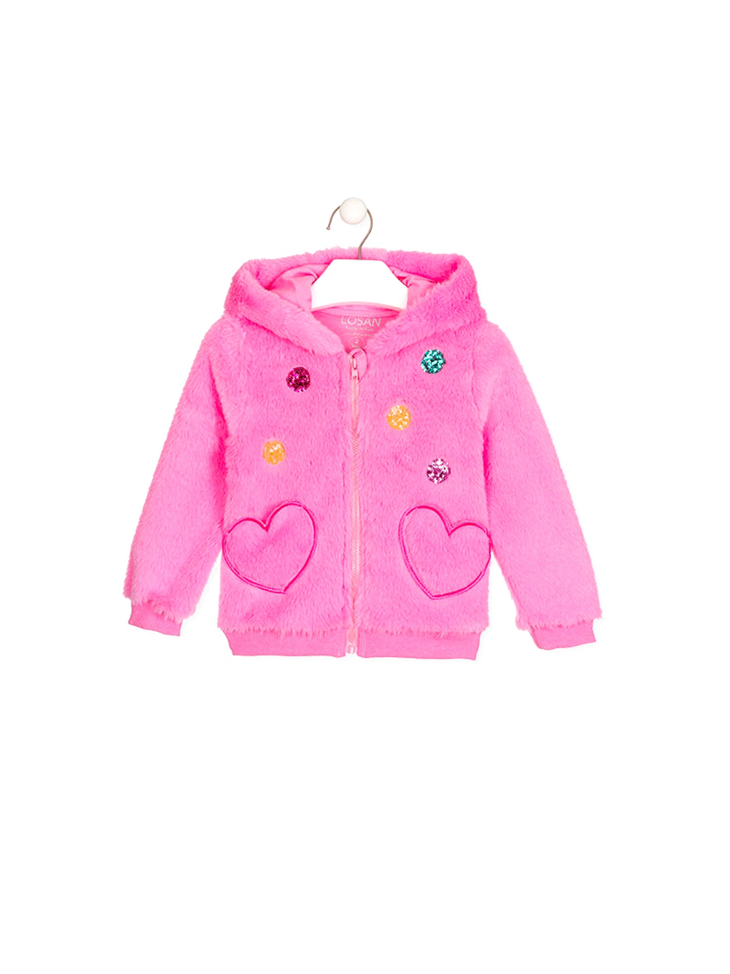 LOSAN Giacca Felpa Con Cappuccio Per Bambine E Ragazze - Calda Giubbino In Cotone Con Zip E Tasche. Perfetta Per Autunno E Inverno. Colore Rosa.