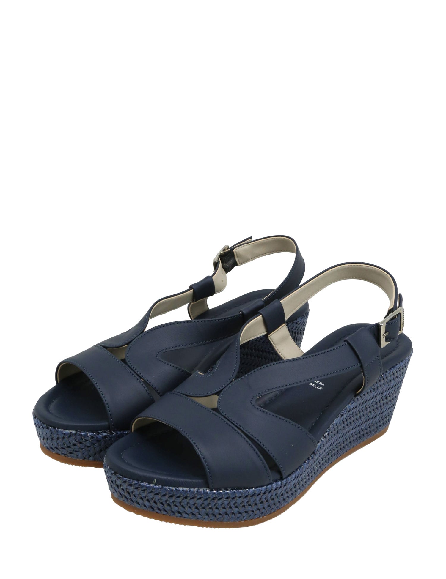 Sandali zeppa Blu Valleverde