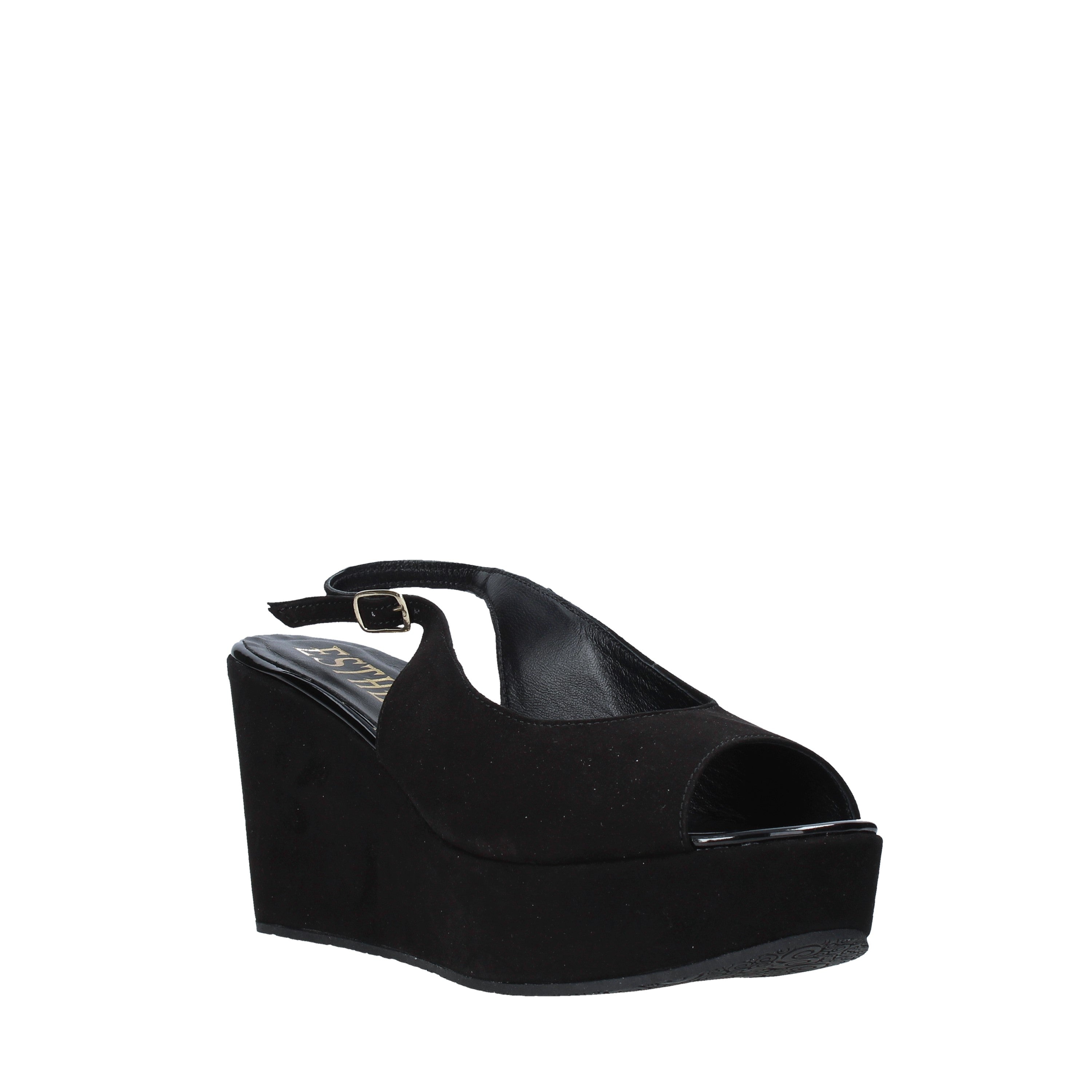 Sandali zeppa Nero Esther Collezioni
