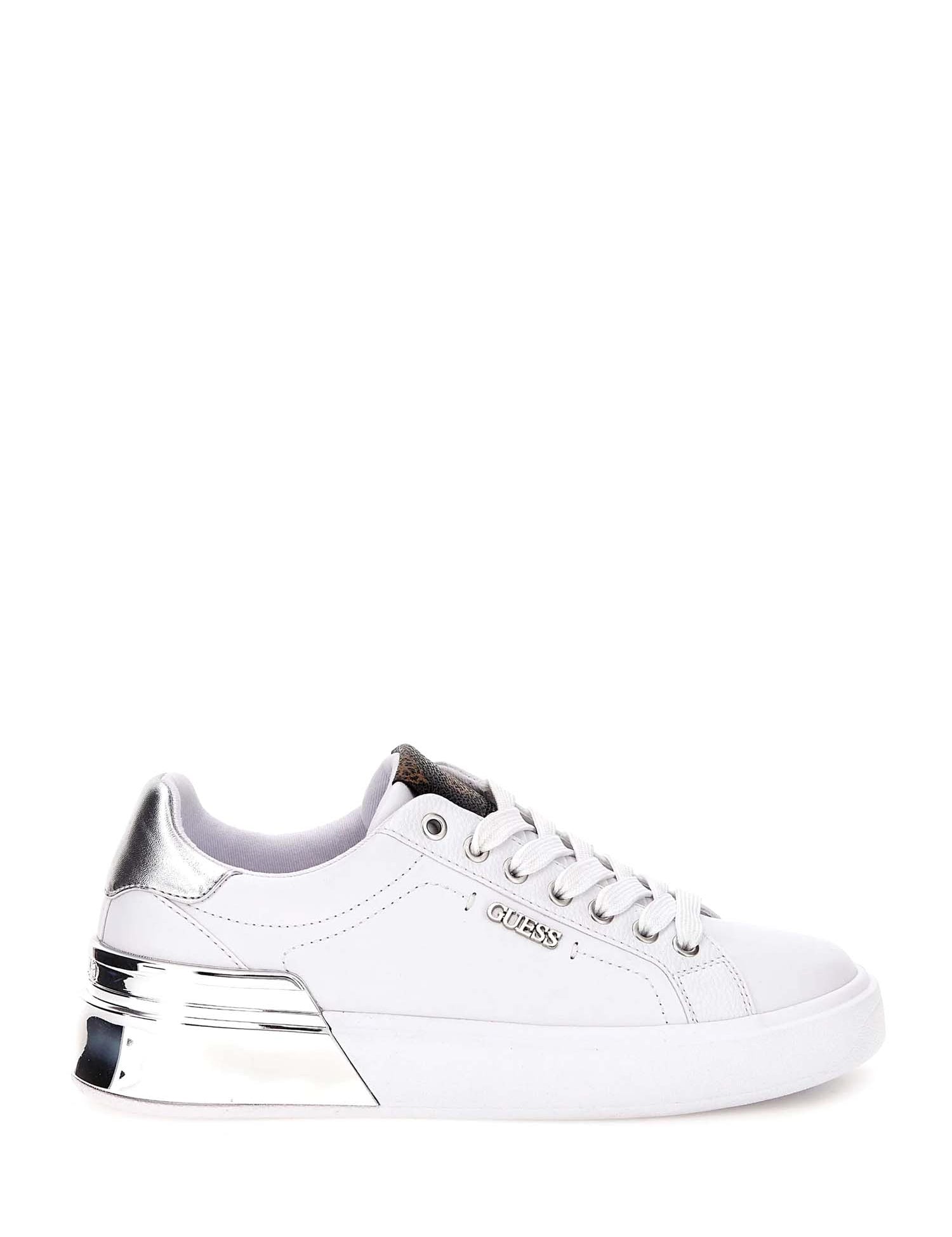 Sneakers Bianco E Argento Guess