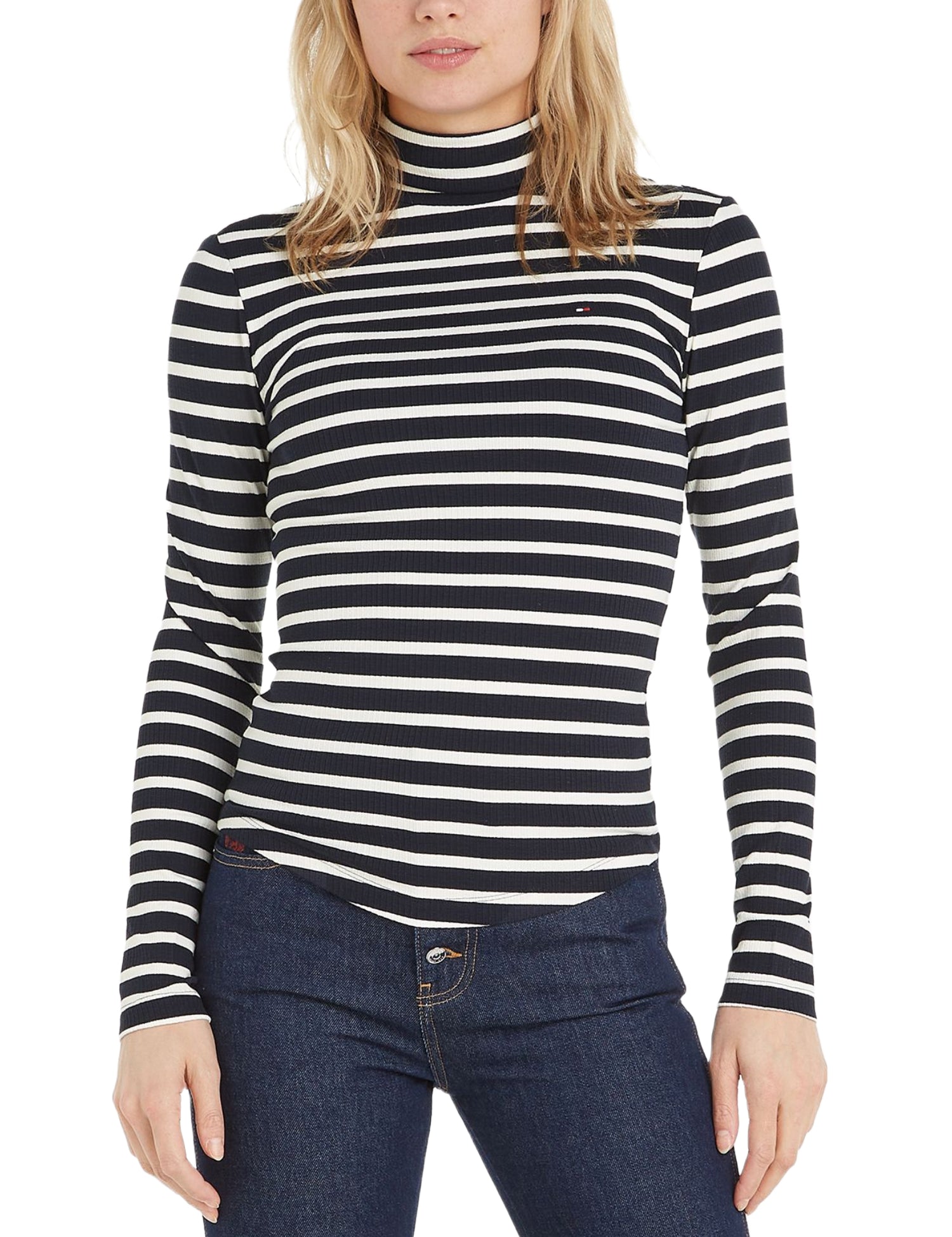 Maglie a collo alto Bianco Blu Tommy Hilfiger