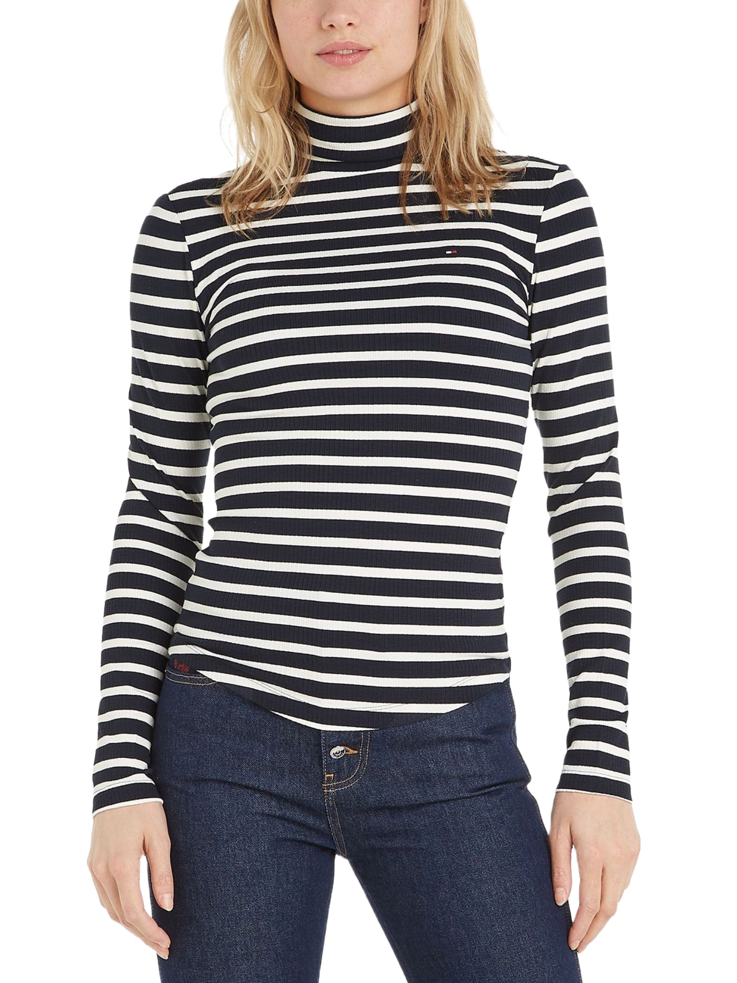 Maglie a collo alto Bianco Blu Tommy Hilfiger