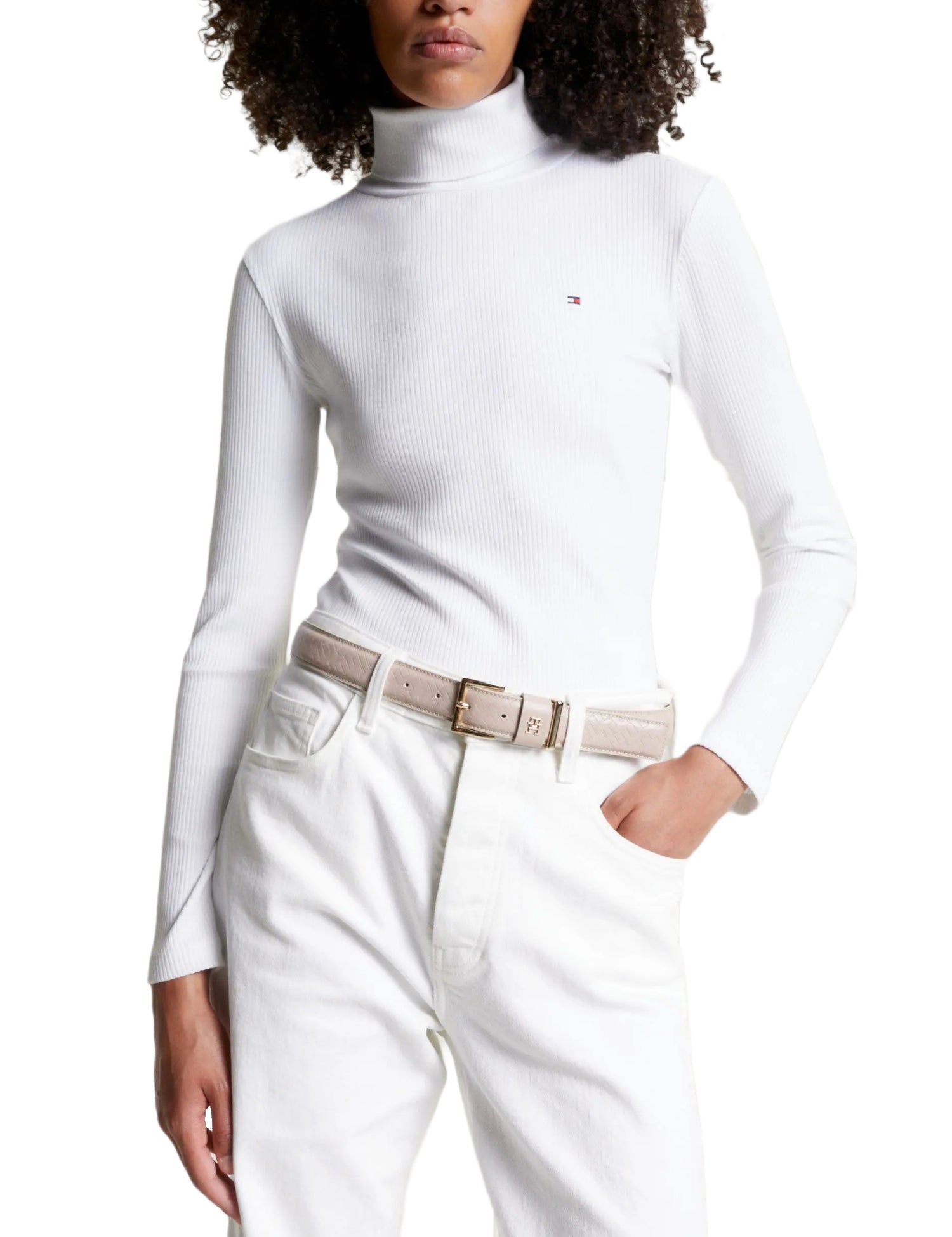 Maglie a collo alto Bianco Tommy Hilfiger