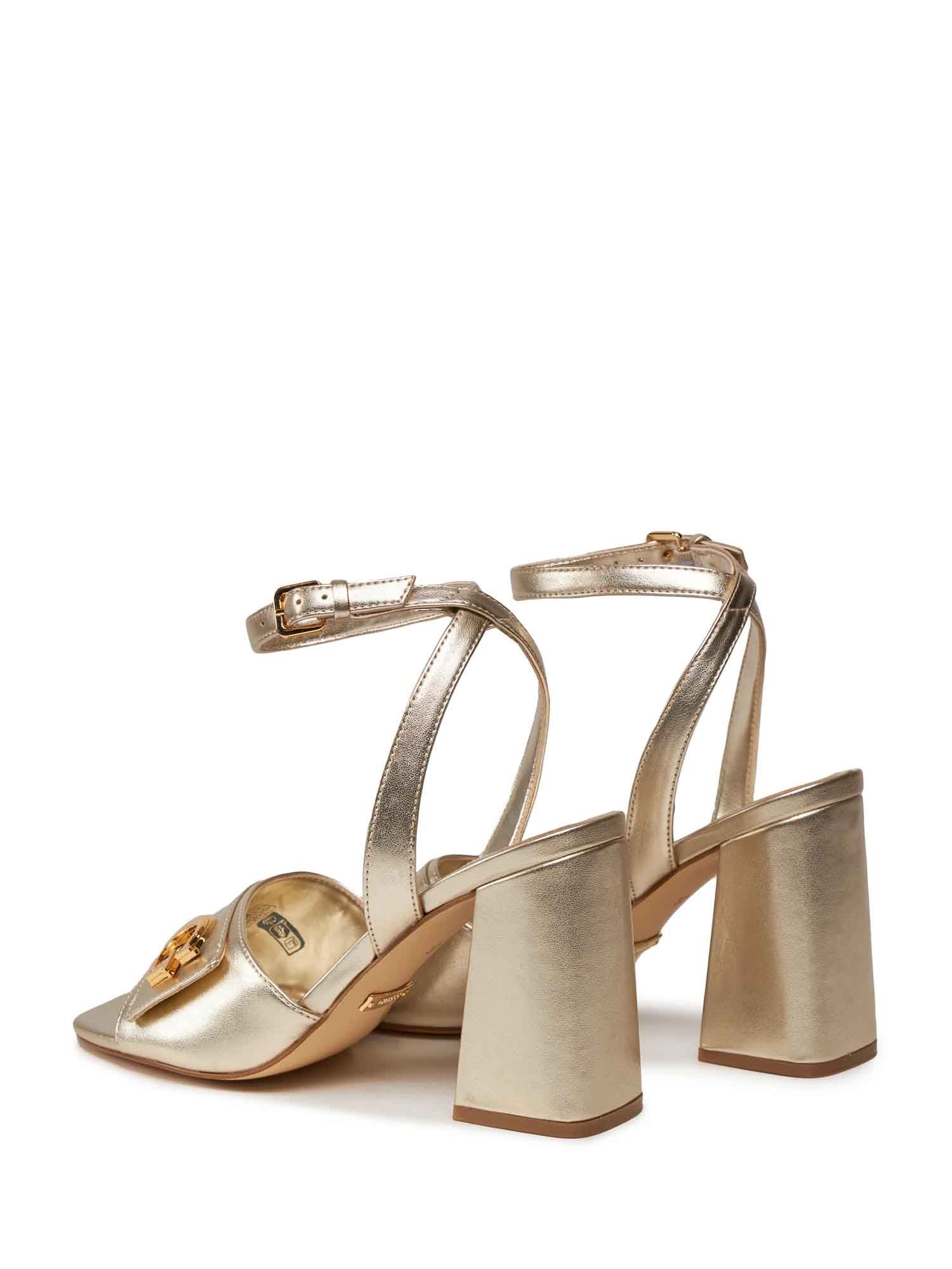 GUESS Seton Sandali Con Tacco E Plateau Donna, Tomaia In Tessuto Jacquard, Cinturino Alla Caviglia, Tacco 11.2 Cm, Plateau 4 Cm