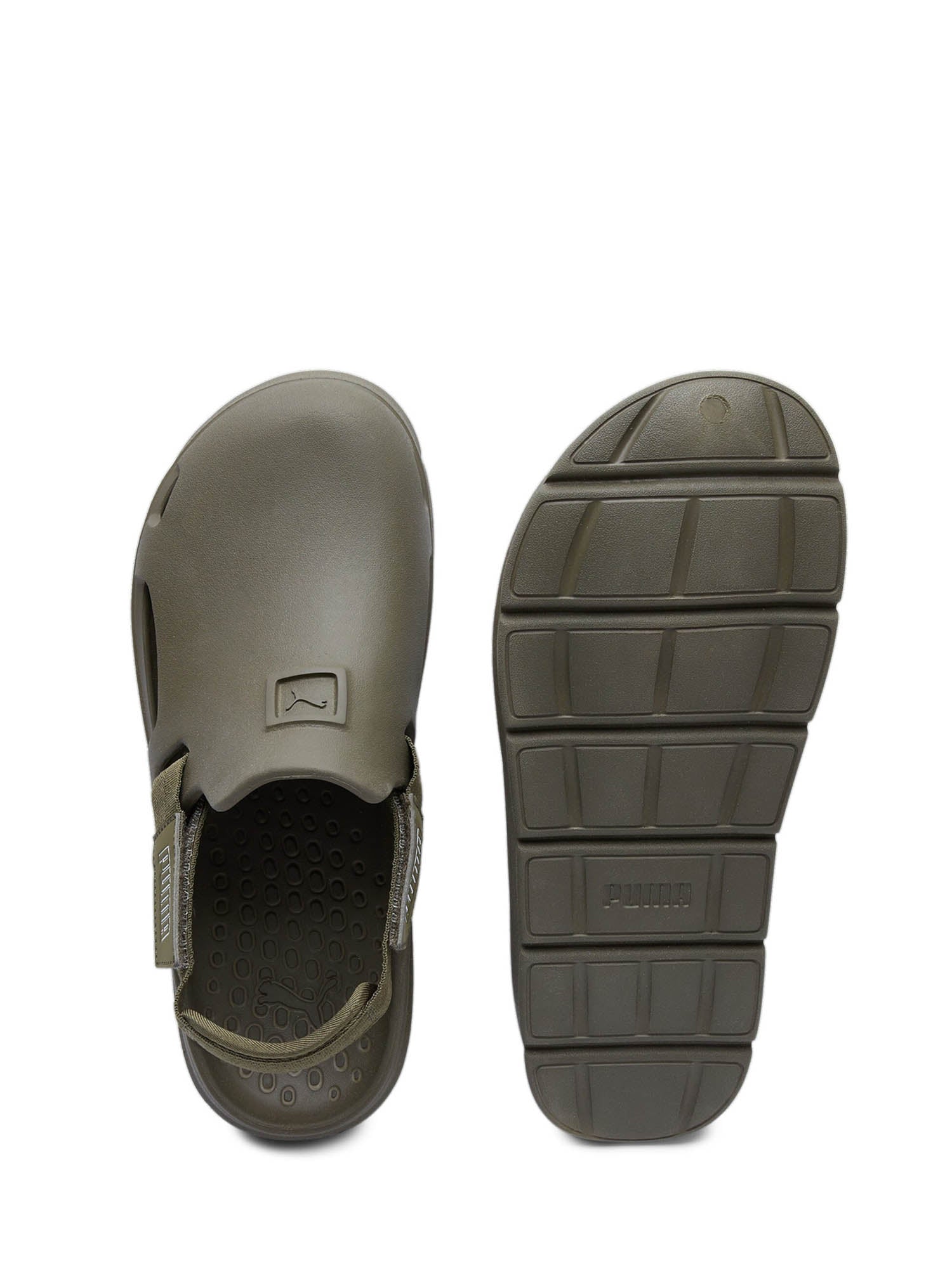 Sandali con strappi Verde Puma