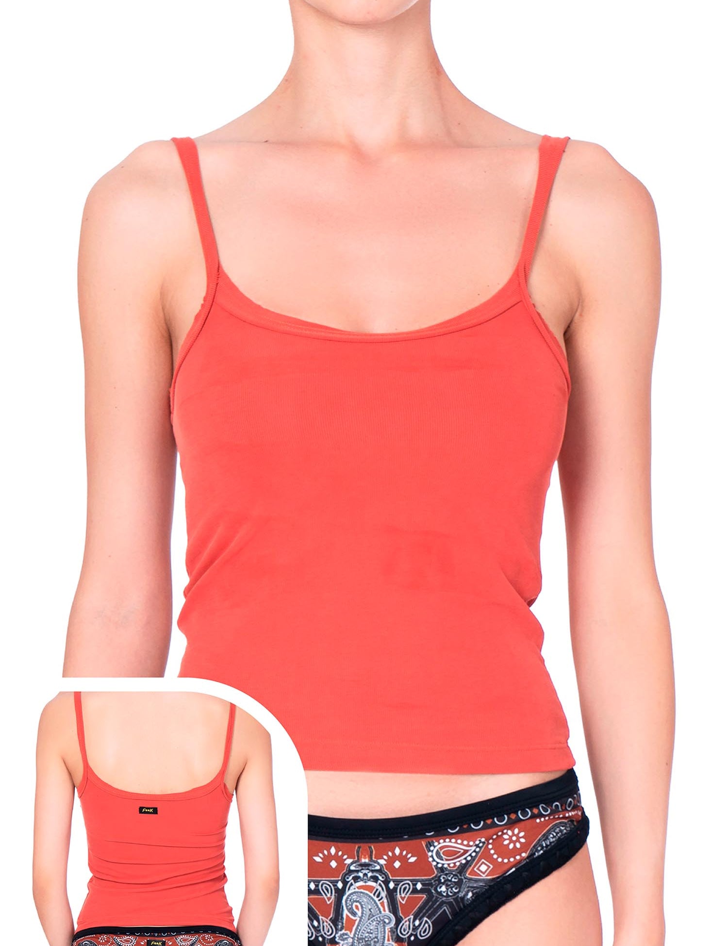 Top e canotte Arancio F**k