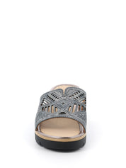 Sandali zeppa Blu Grunland