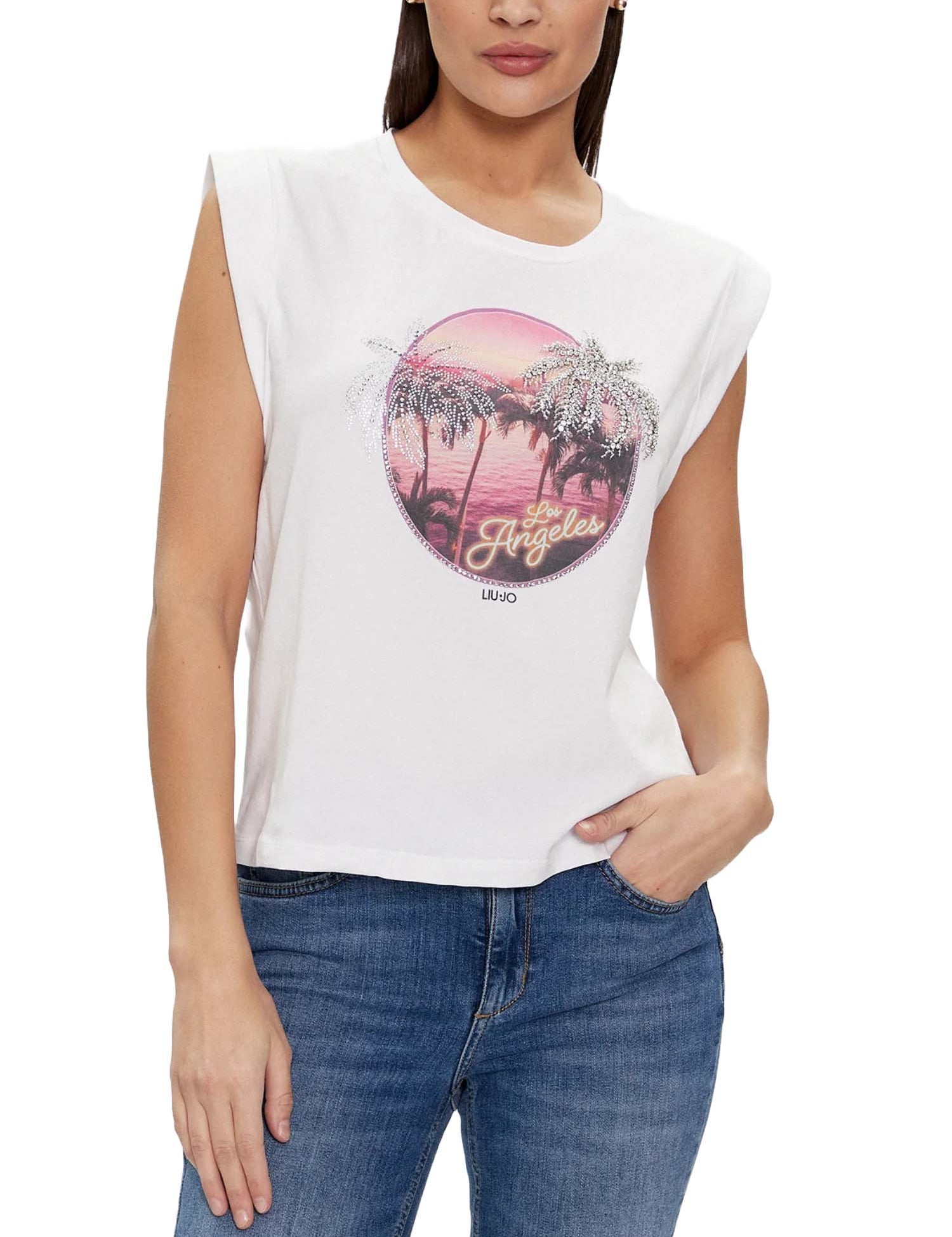 T-shirt Bianco Rosa Liu-jo