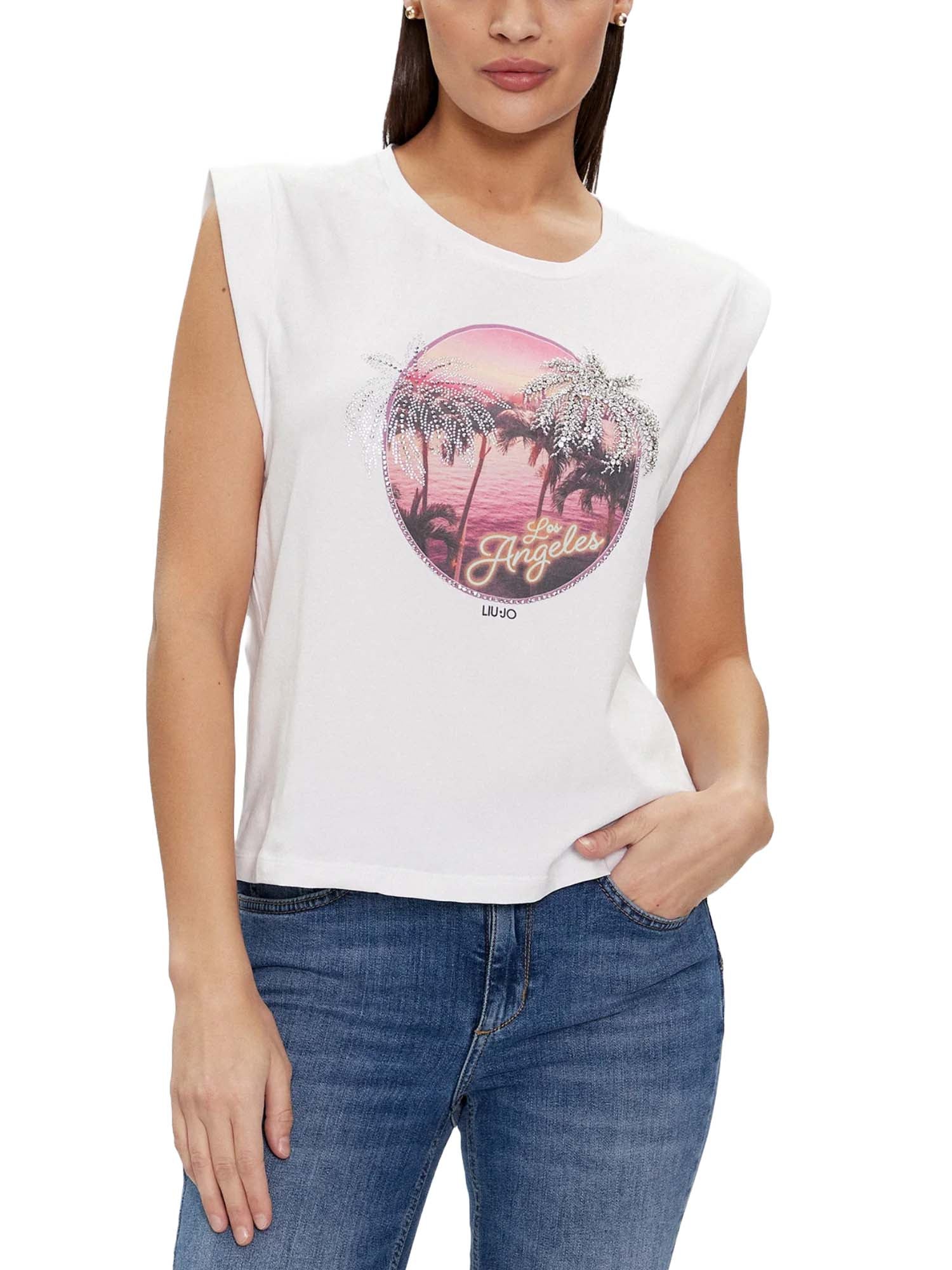 T-shirt Bianco Rosa Liu-jo