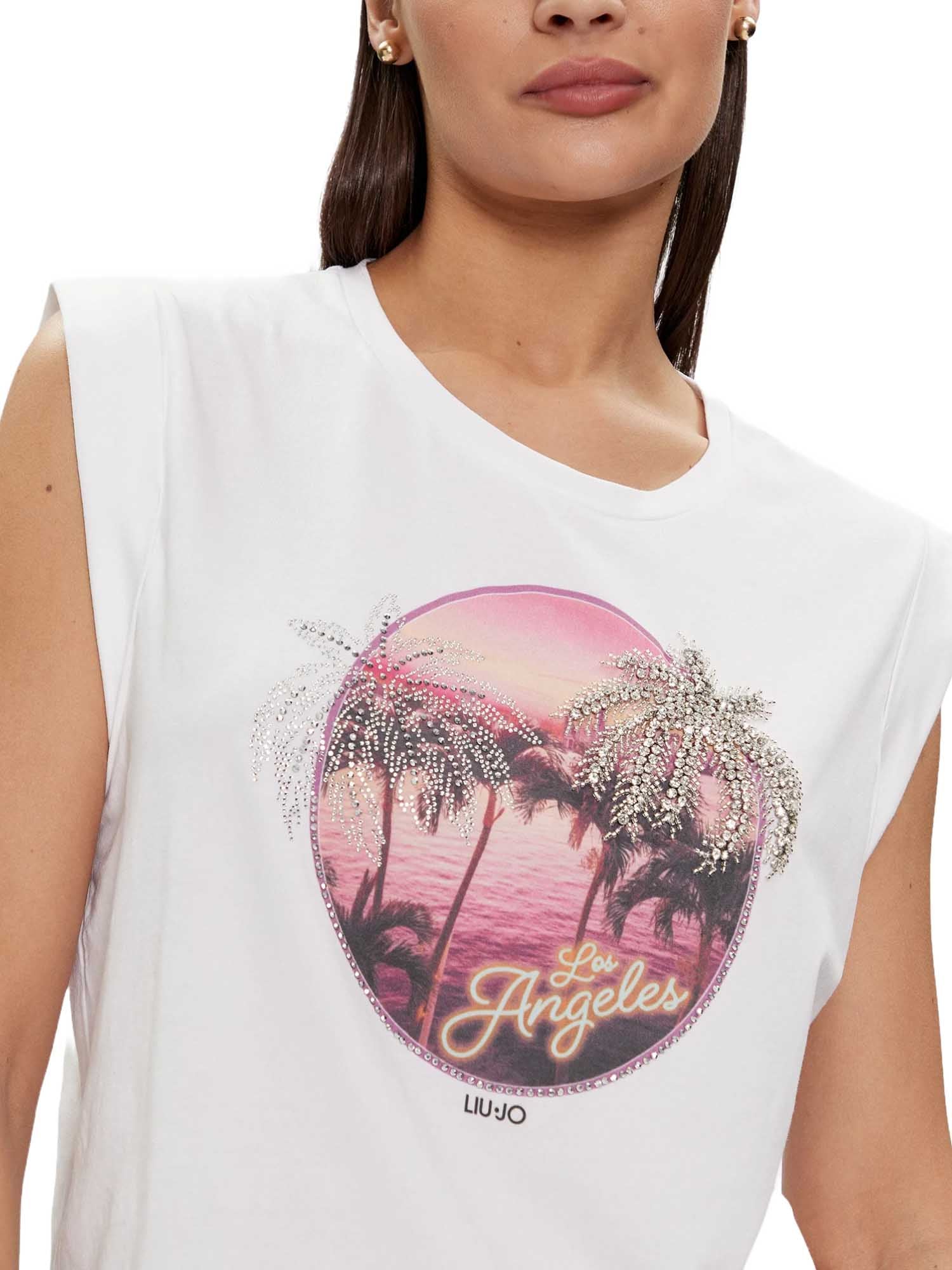 T-shirt Bianco Rosa Liu-jo
