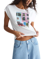 T-shirt Bianco Rosa Liu-jo