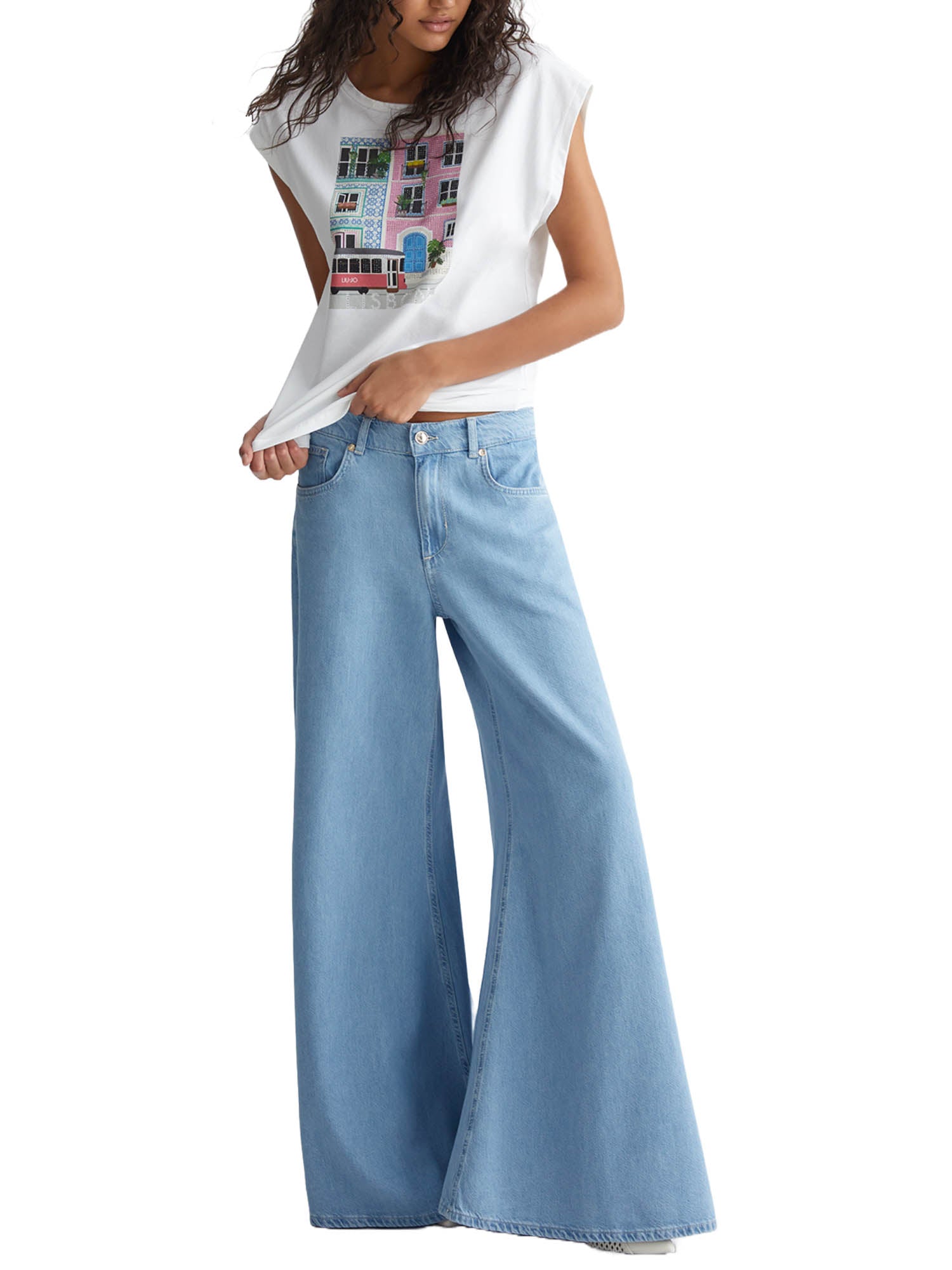 T-shirt Bianco Rosa Liu-jo