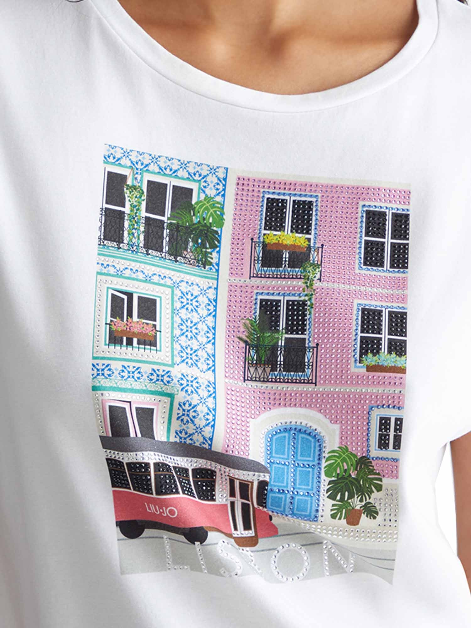 T-shirt Bianco Rosa Liu-jo