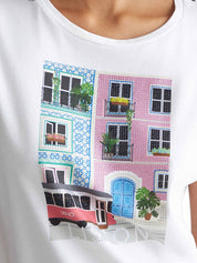 T-shirt Bianco Rosa Liu-jo