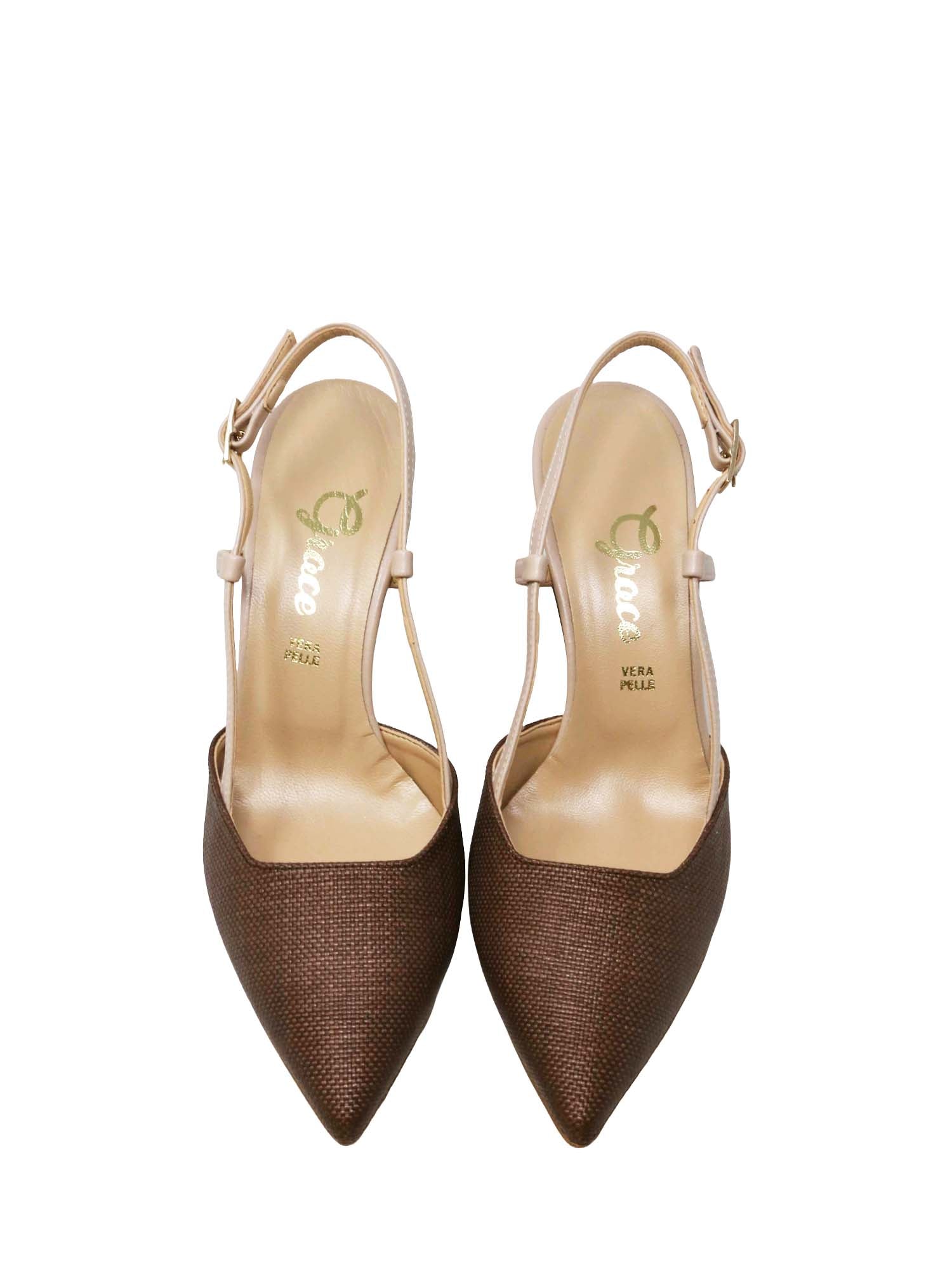 Sandali tacco Nude Marrone Grace Shoes