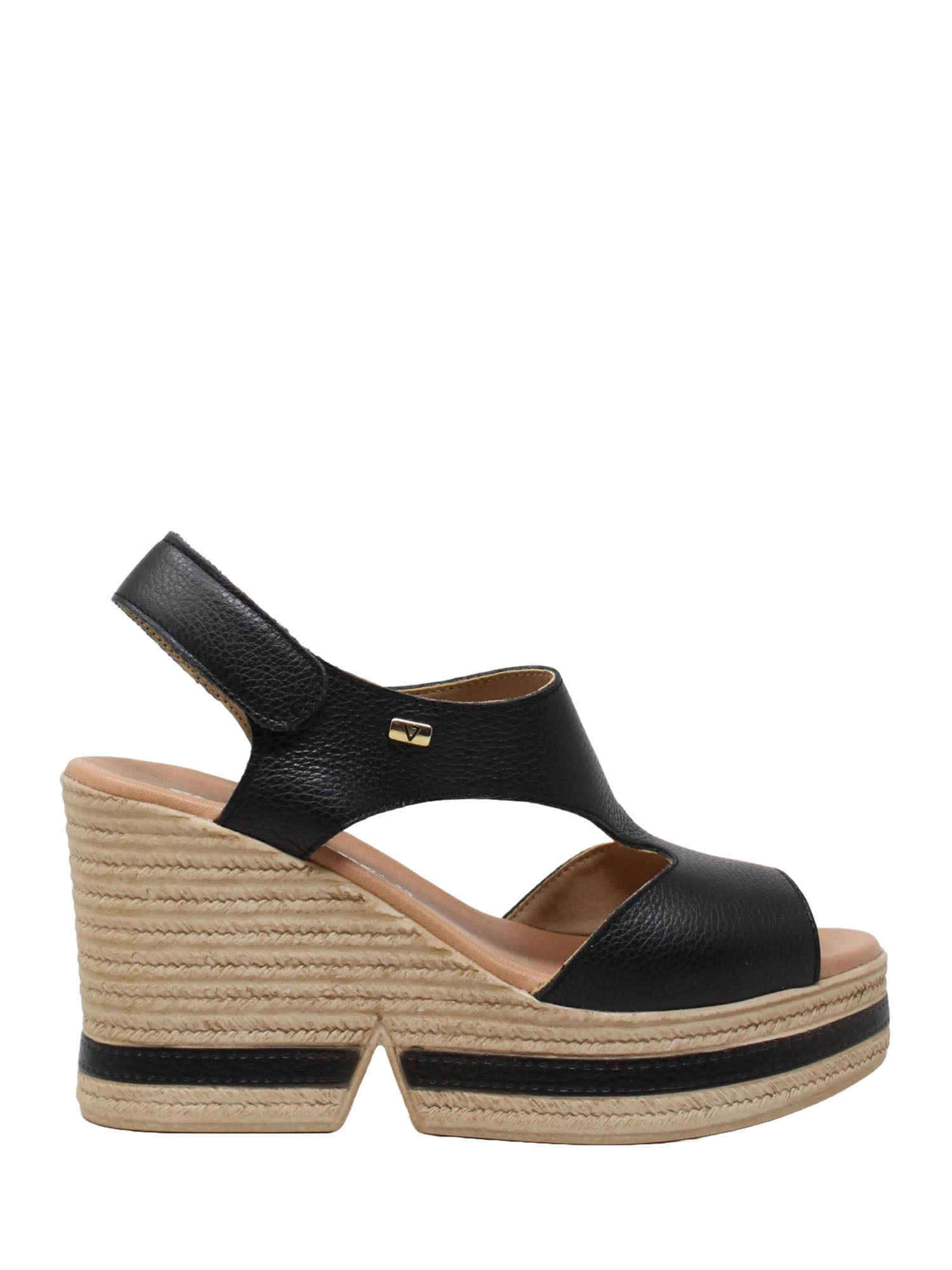Sandali zeppa Nero Valleverde