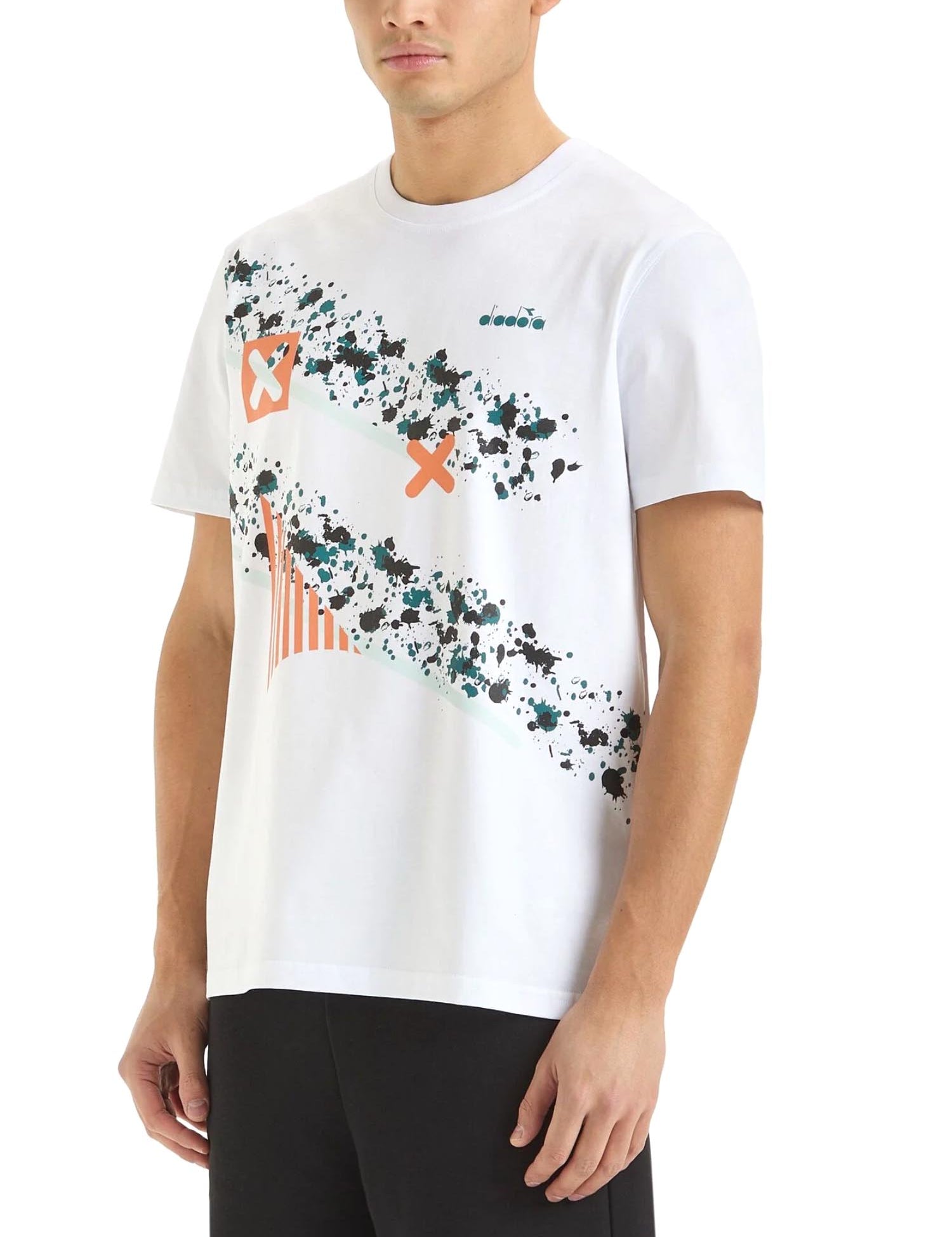 T-shirt Bianco Verde Diadora