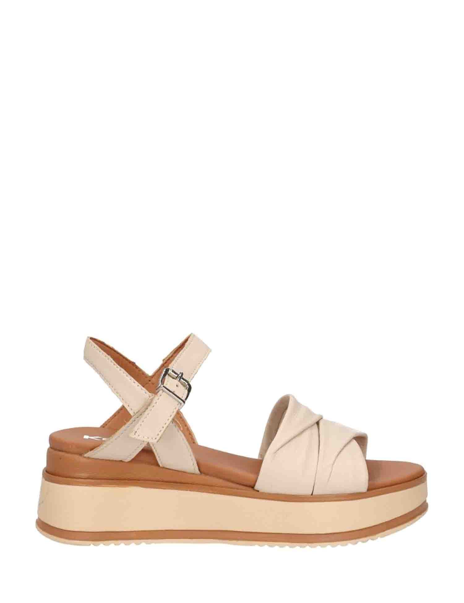 Sandali zeppa Beige Keys