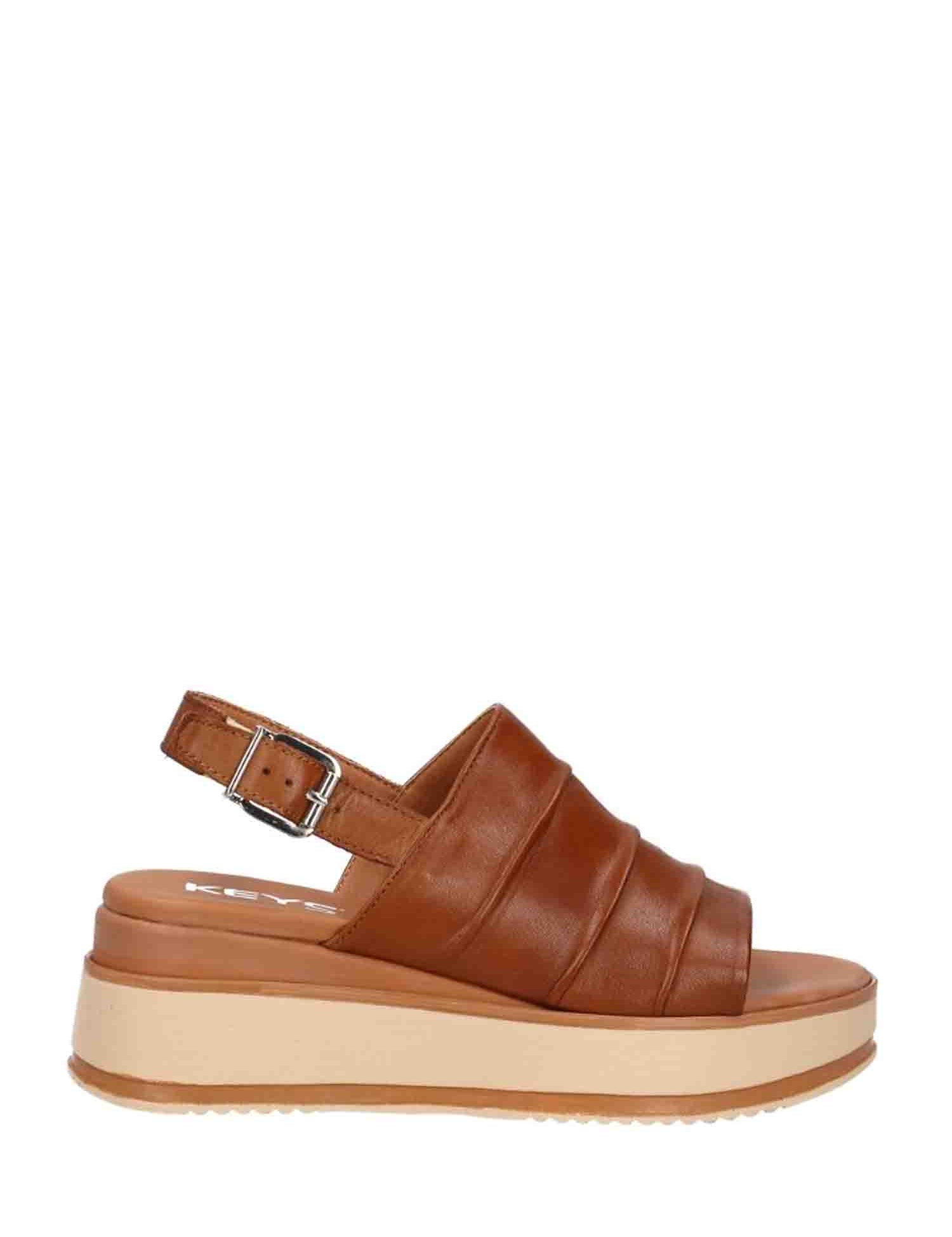 Sandali zeppa Cuoio Keys