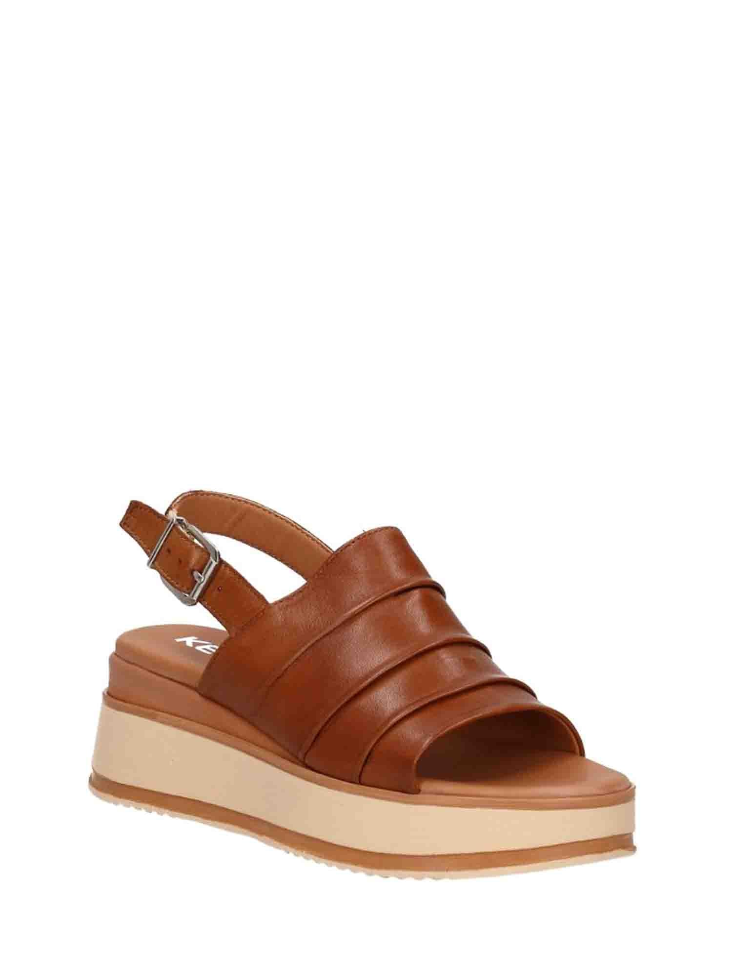 Sandali zeppa Cuoio Keys