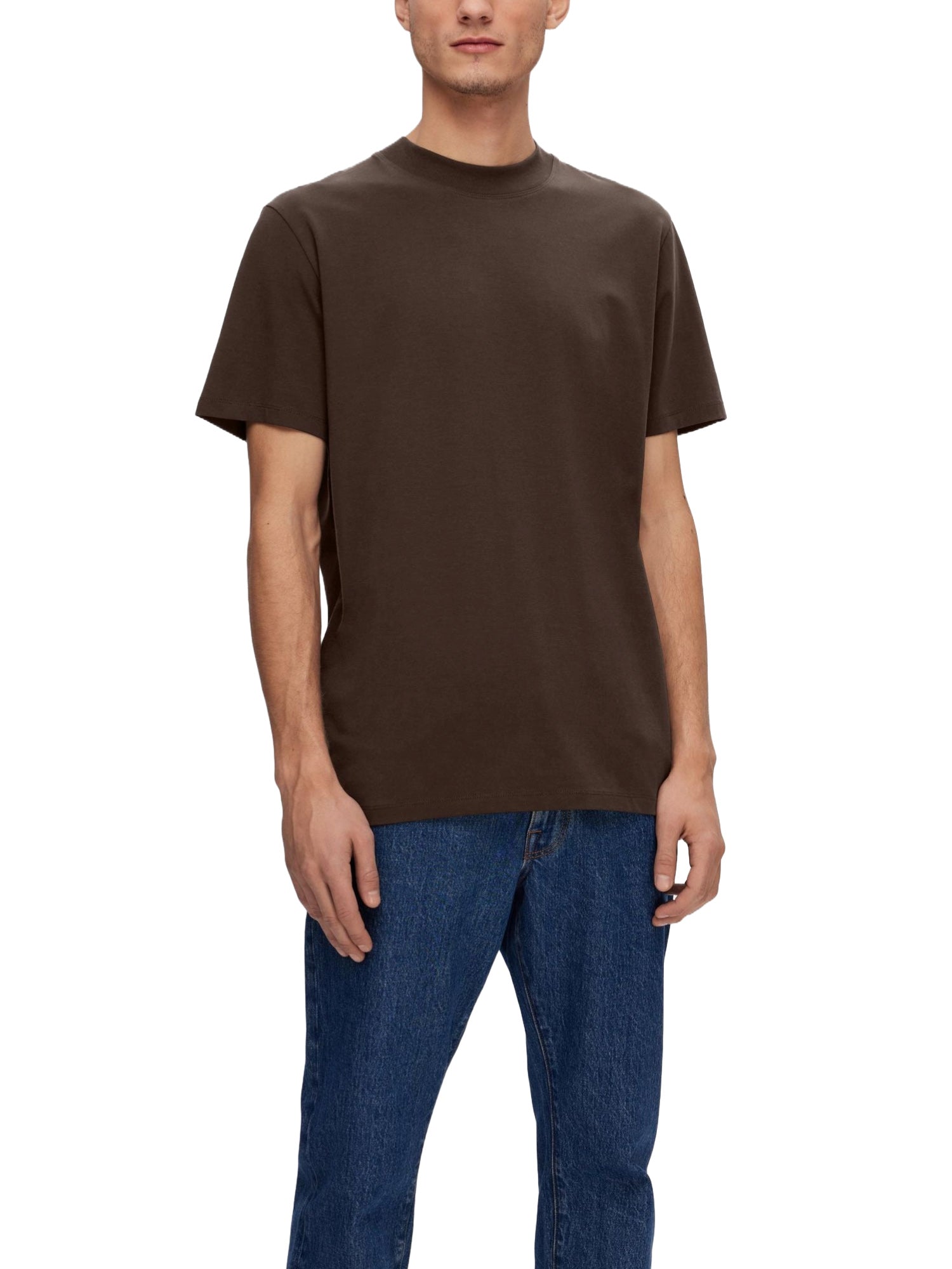 T-shirt Marrone Selected Homme Black