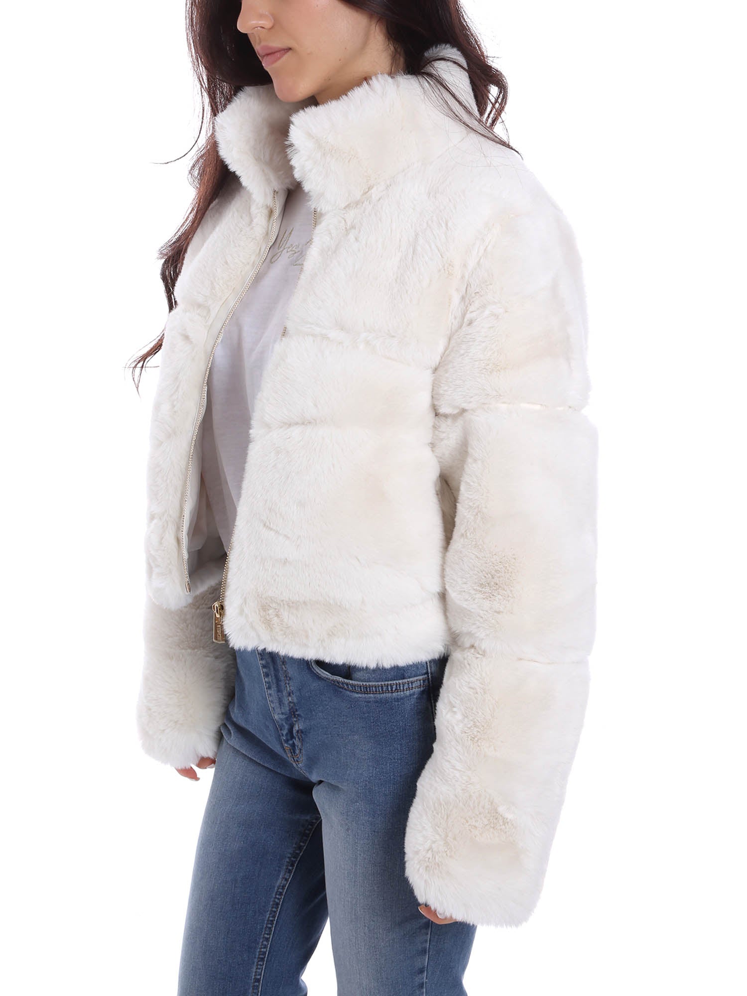 Giubbino Bomber In Eco-pelliccia Yes Zee - Con Cappuccio, Reversibile, Elastico In Vita E Polsi