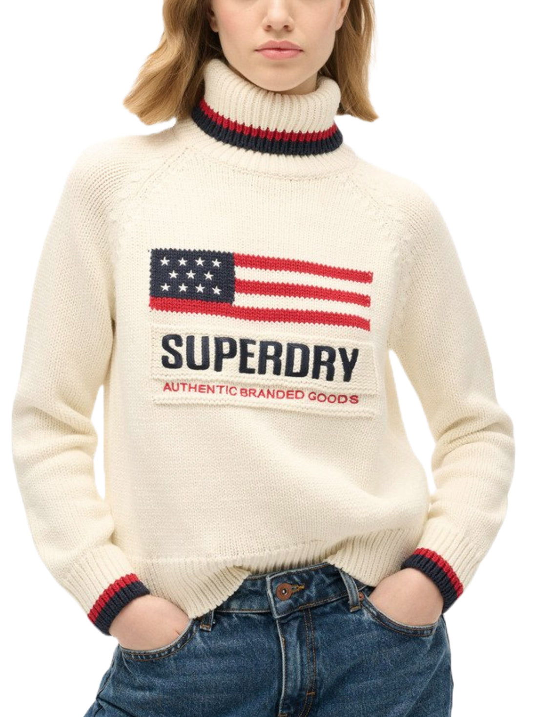 Maglie a collo alto Avorio Superdry