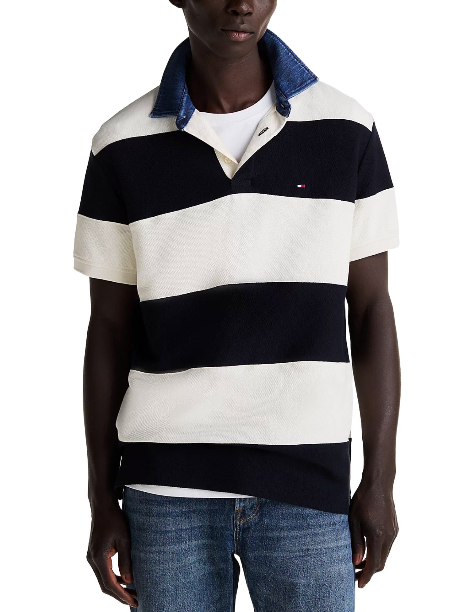 Polo Nero Bianco Tommy Hilfiger