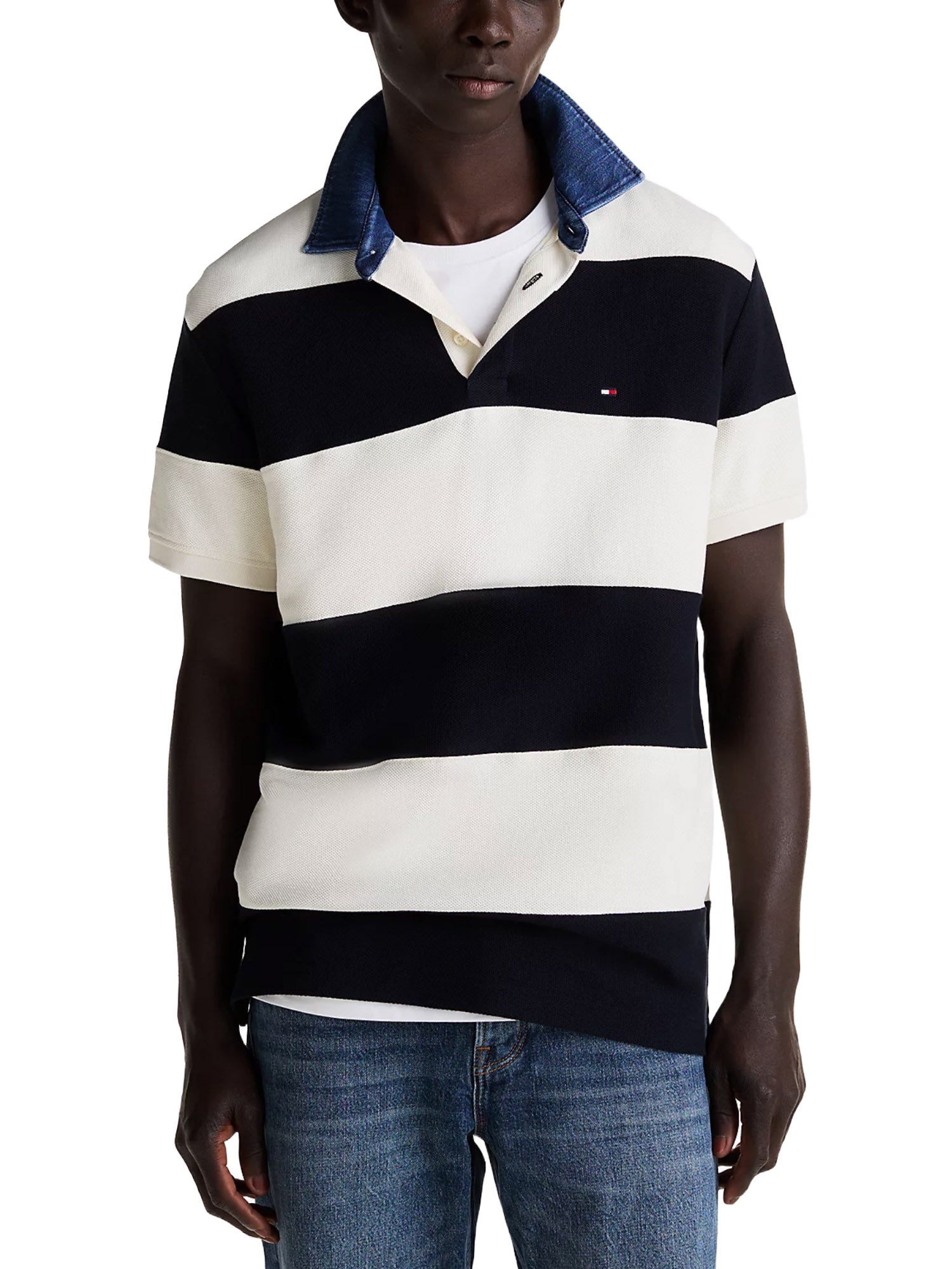 Polo Nero Bianco Tommy Hilfiger