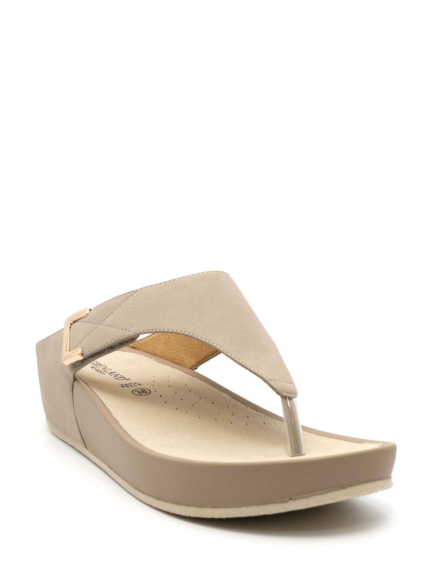 Sandali zeppa Beige Grunland