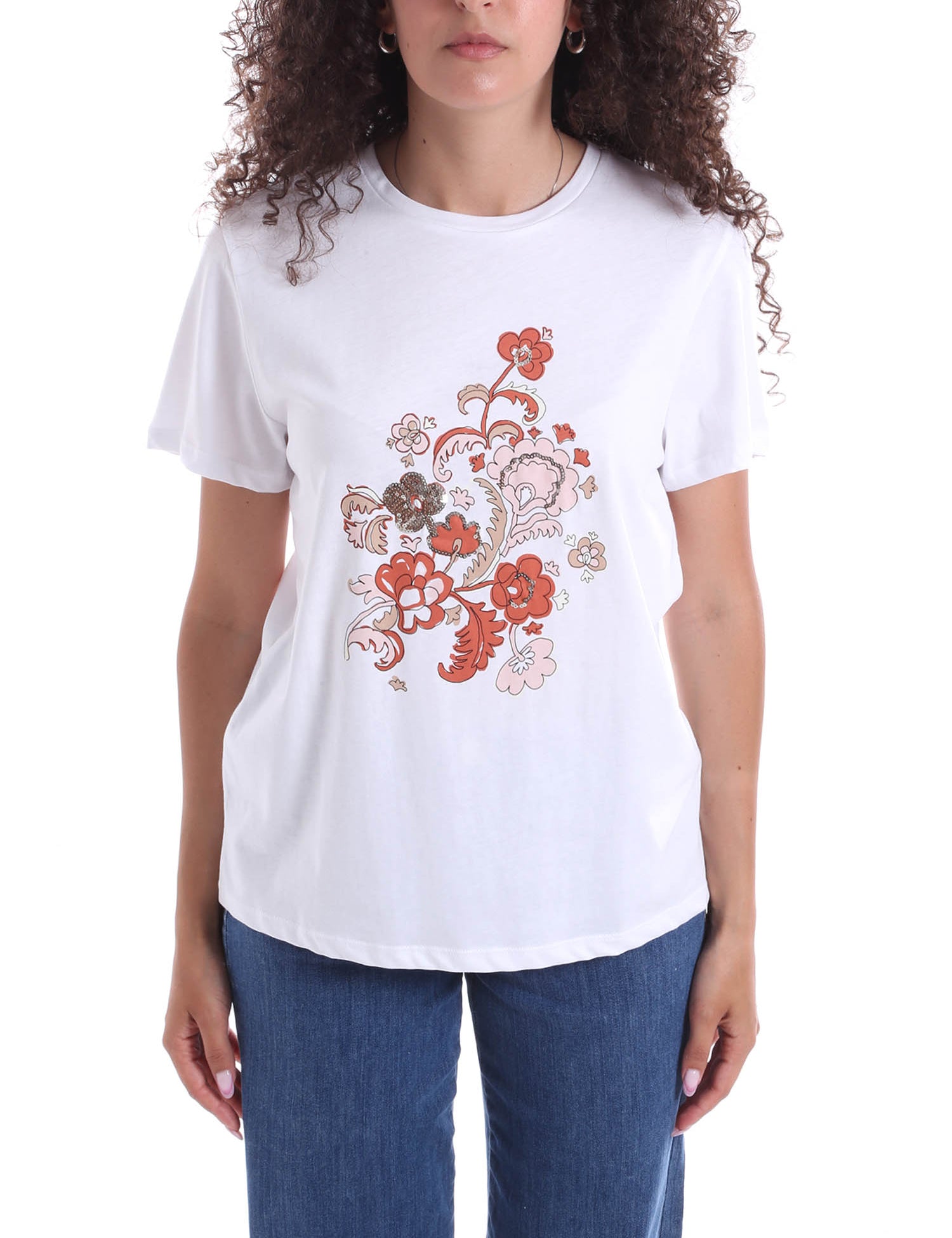 T-shirt Bianco Rosa Emme Marella