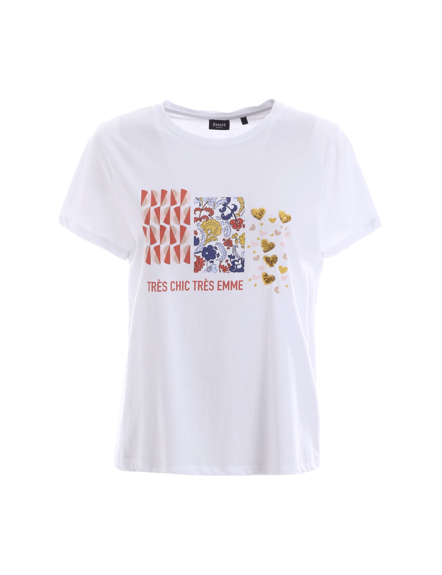 T-shirt Bianco Beige Emme Marella