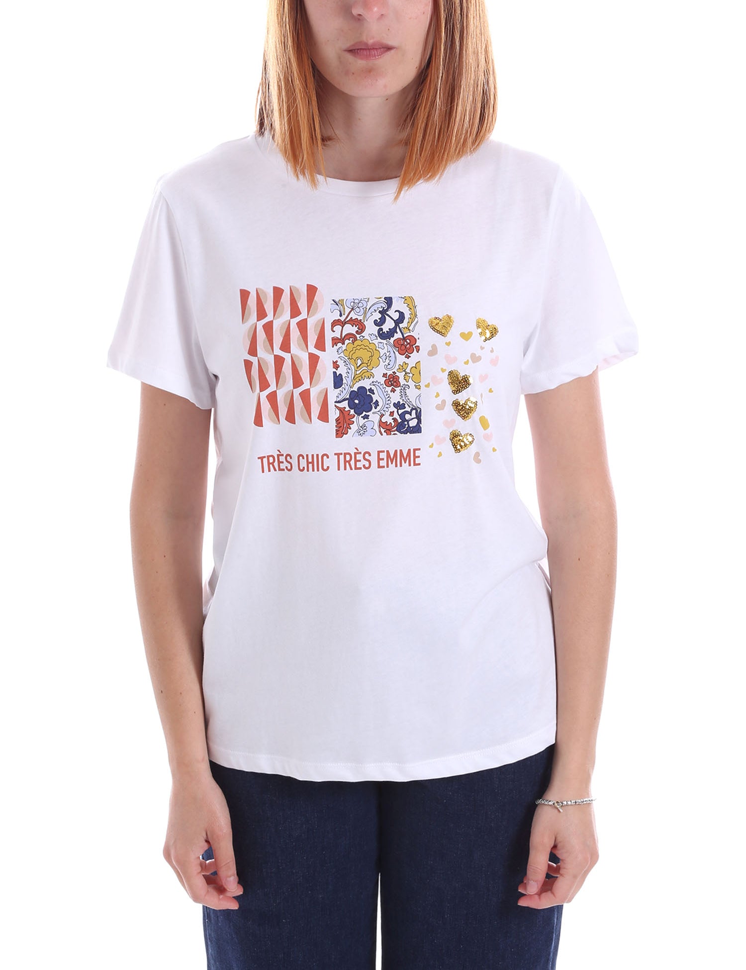 T-shirt Bianco Beige Emme Marella