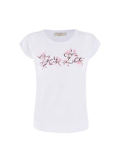 T-shirt Bianco Rosa Yes-zee