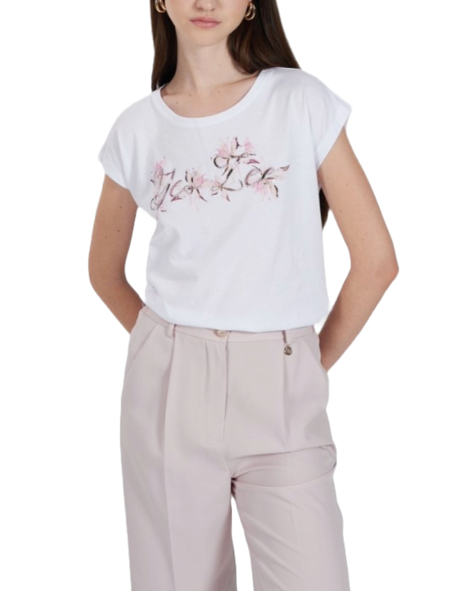 T-shirt Bianco Rosa Yes-zee