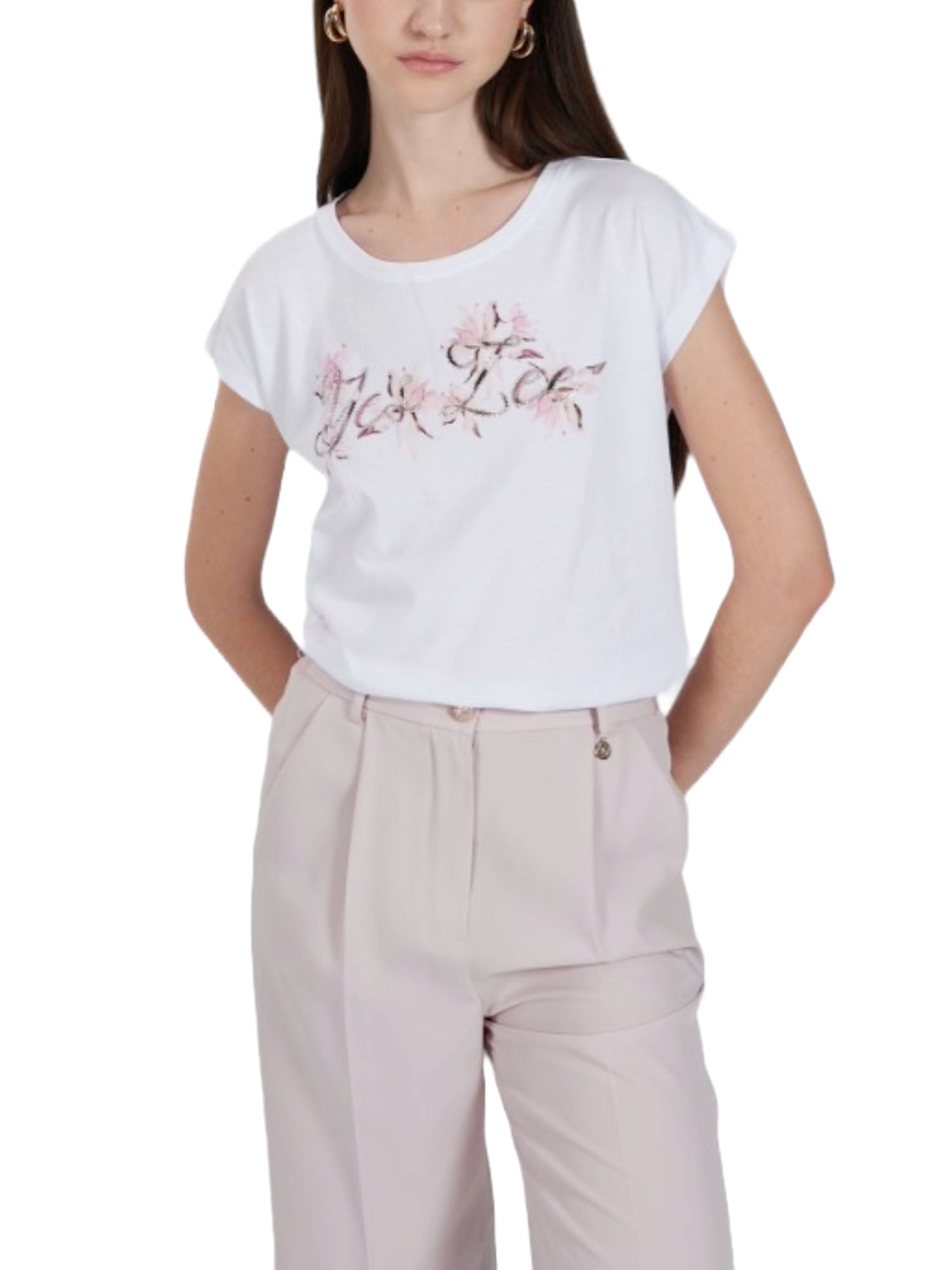 T-shirt Bianco Rosa Yes-zee