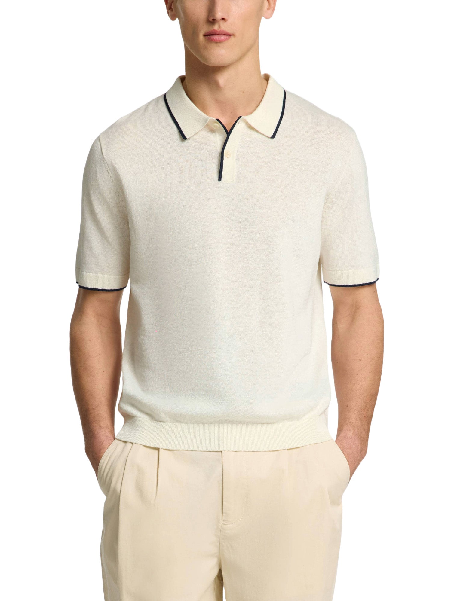 Polo Avorio Selected Homme Black