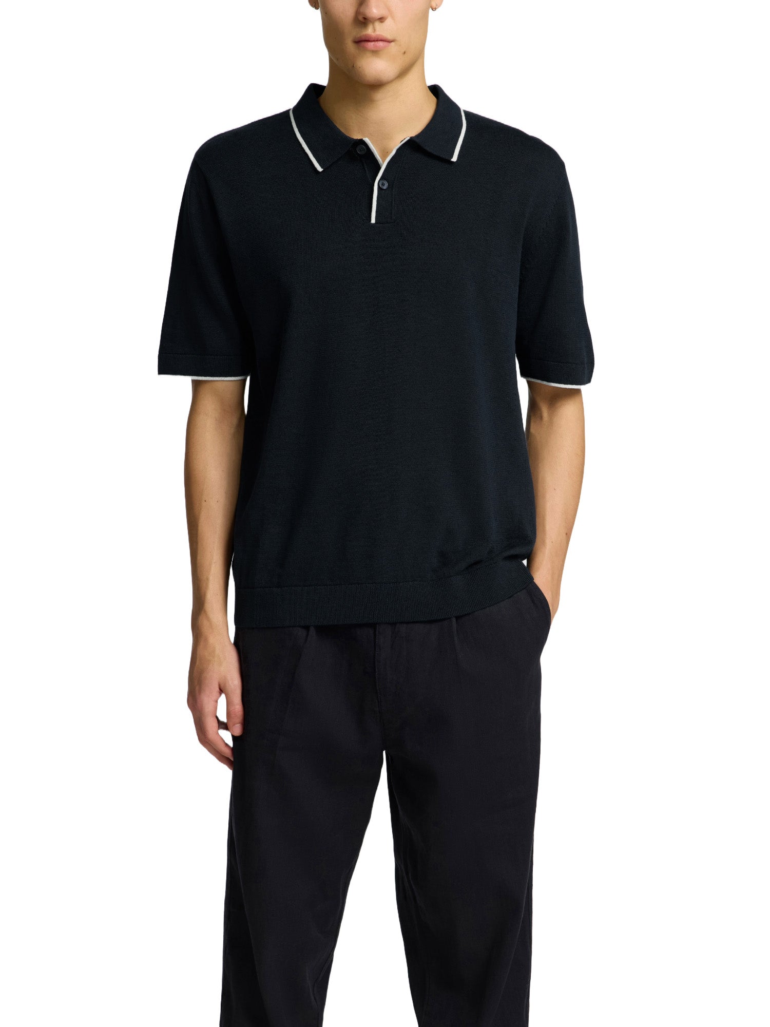 Polo Blu Scuro Selected Homme Black