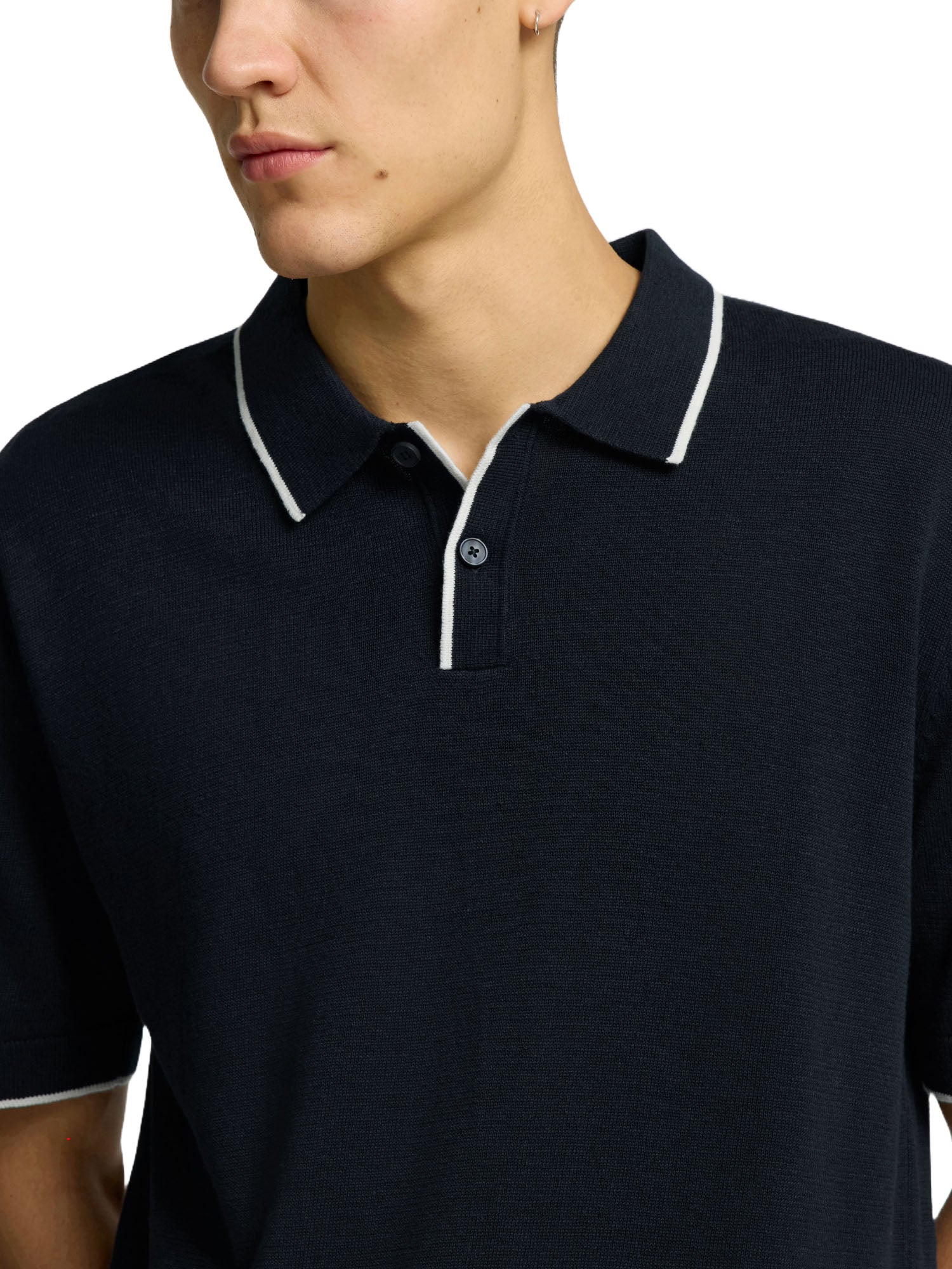 Polo Blu Scuro Selected Homme Black