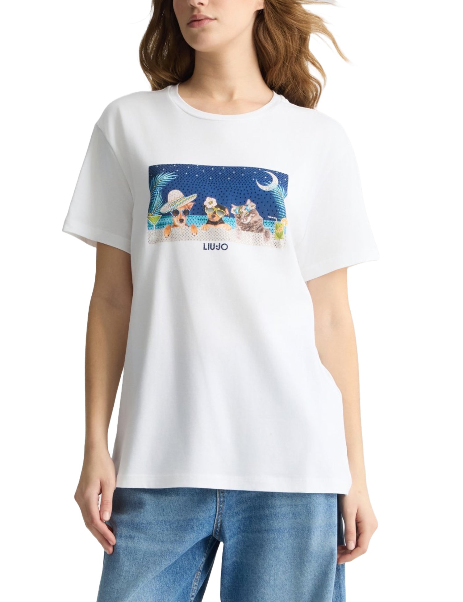 T-shirt Bianco Blu Liu-jo