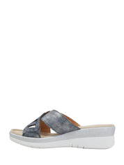 Sandali zeppa Blu Scuuro Valleverde