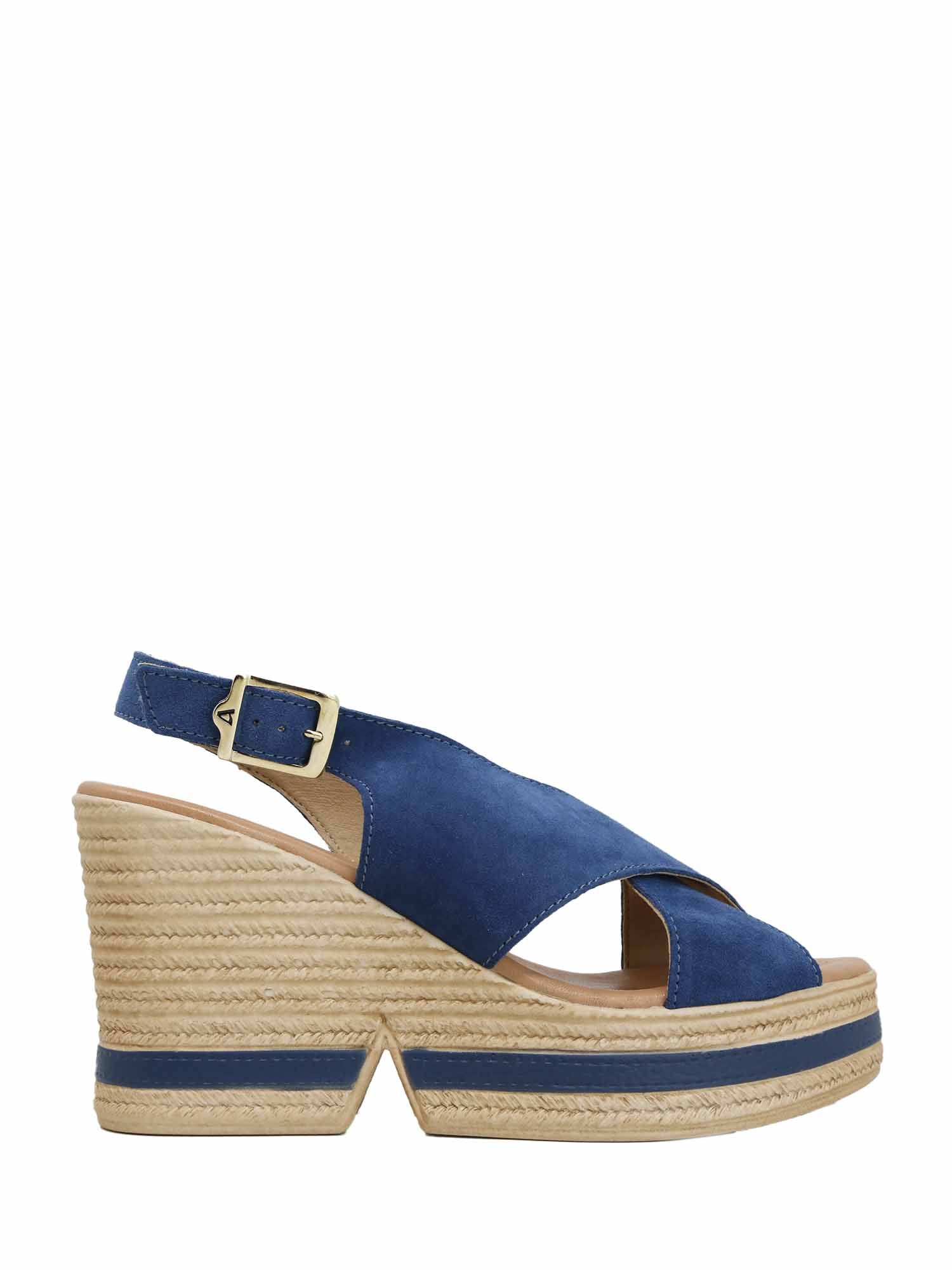 Sandali zeppa Blu Valleverde