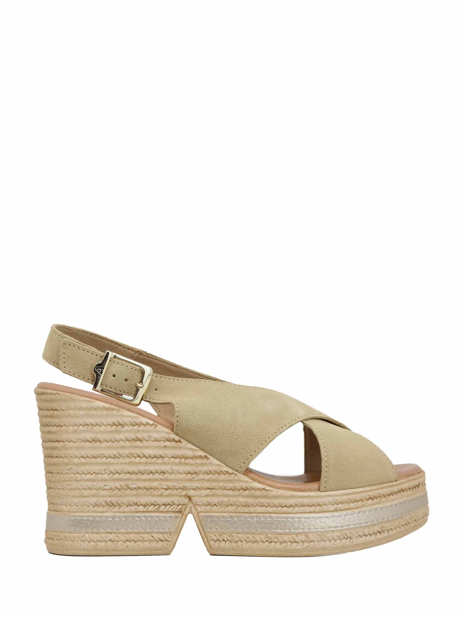 Sandali zeppa Beige Valleverde