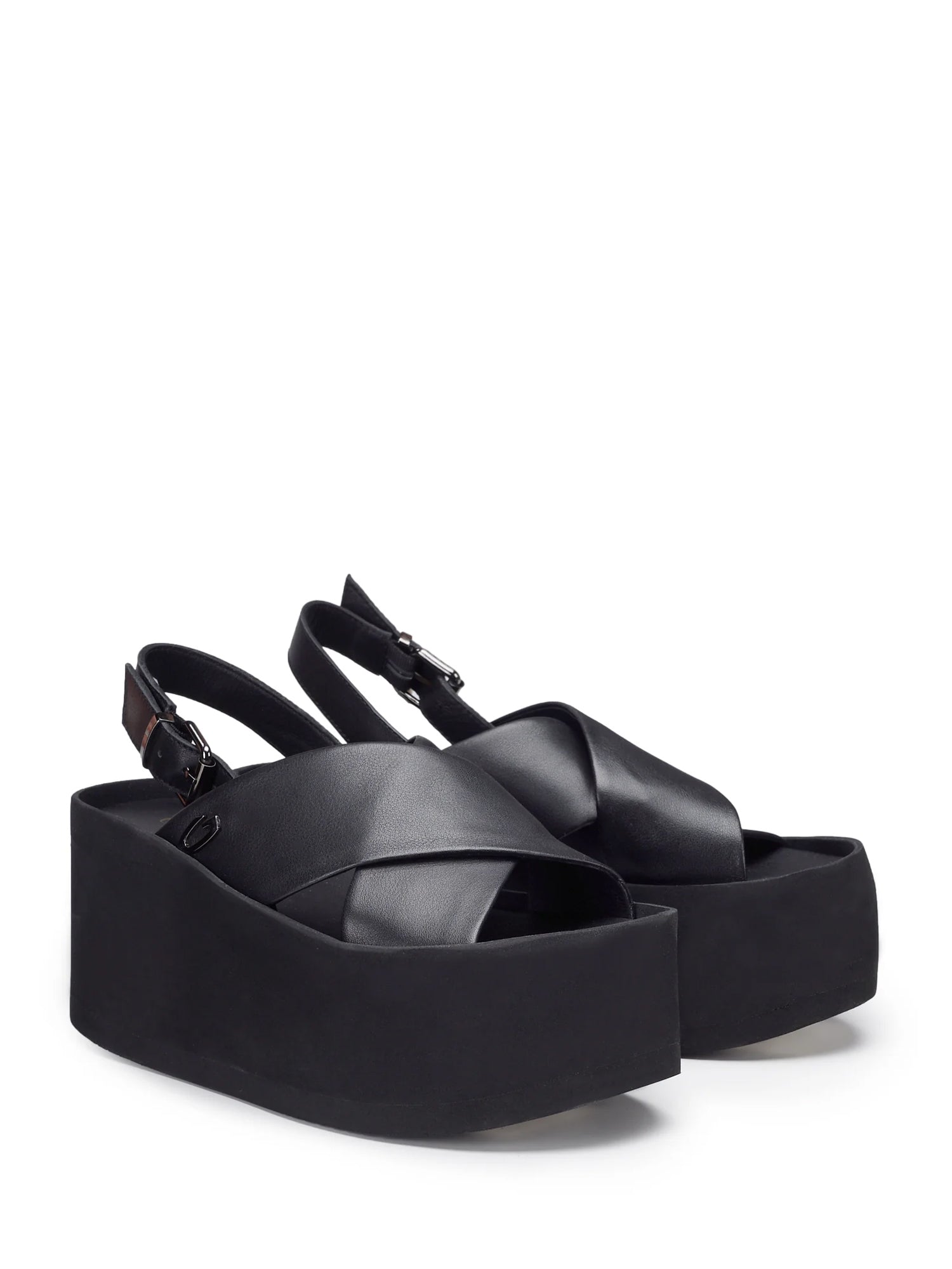 Sandali zeppa Nero Alberto Guardiani