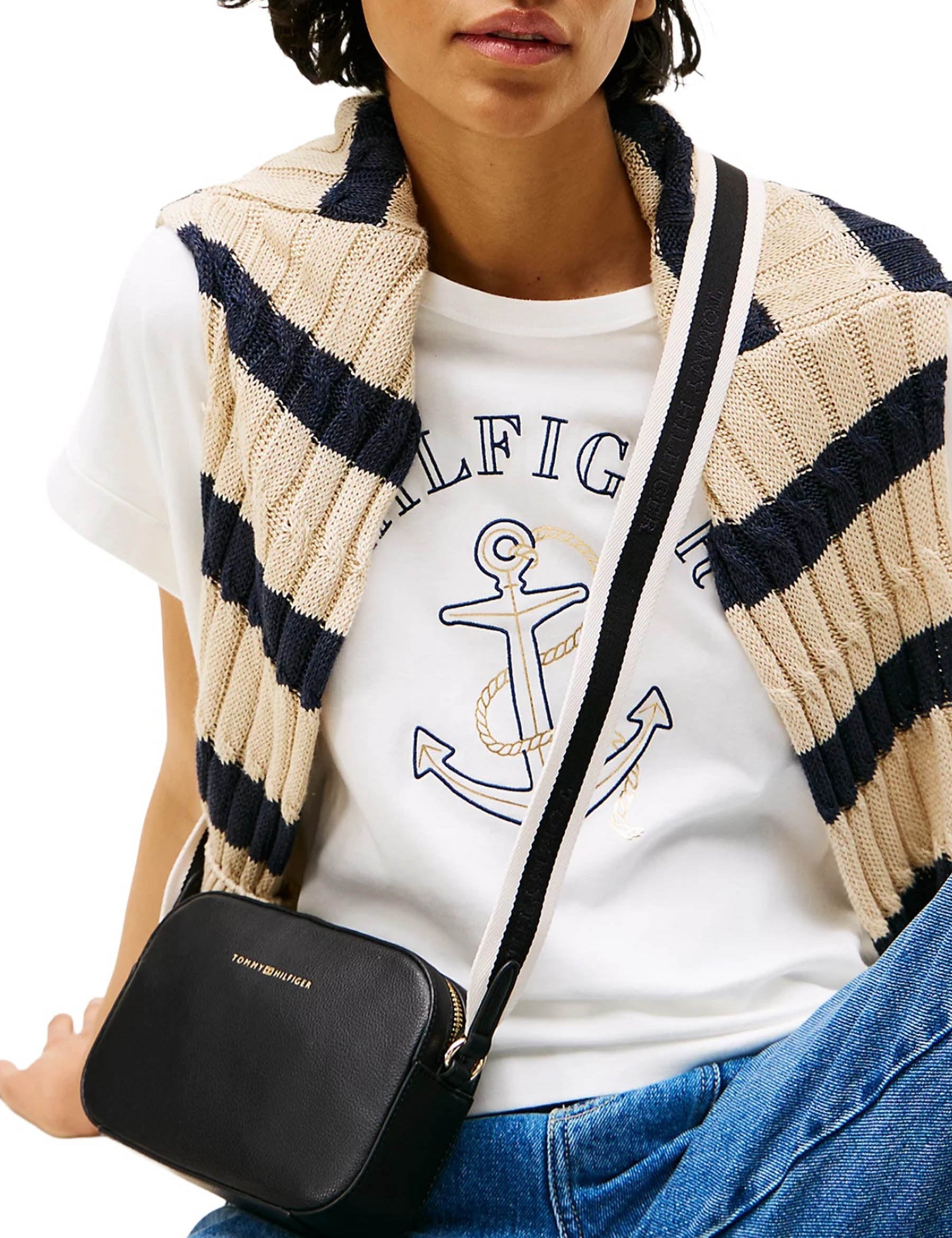 Tracolla Nero Tommy Hilfiger