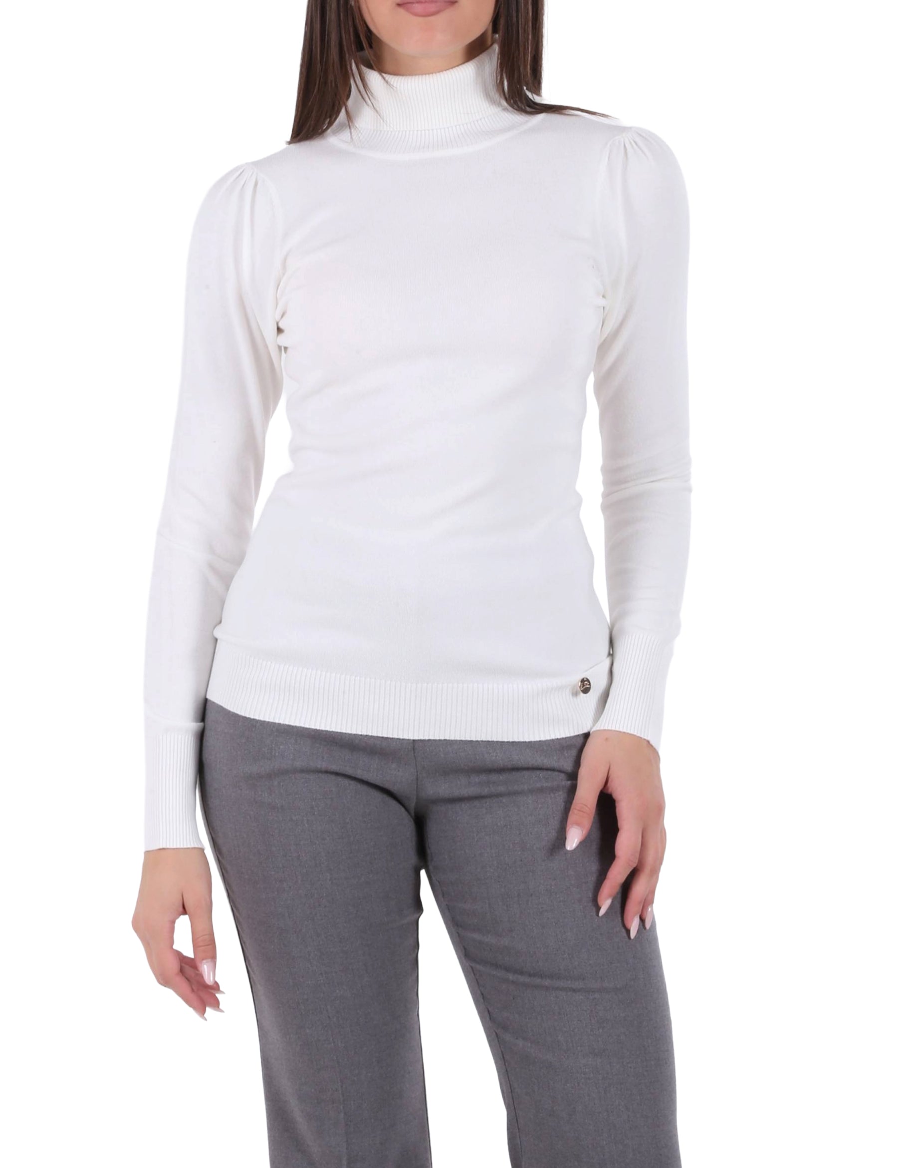 Maglia a collo alto Bianco Yes-zee