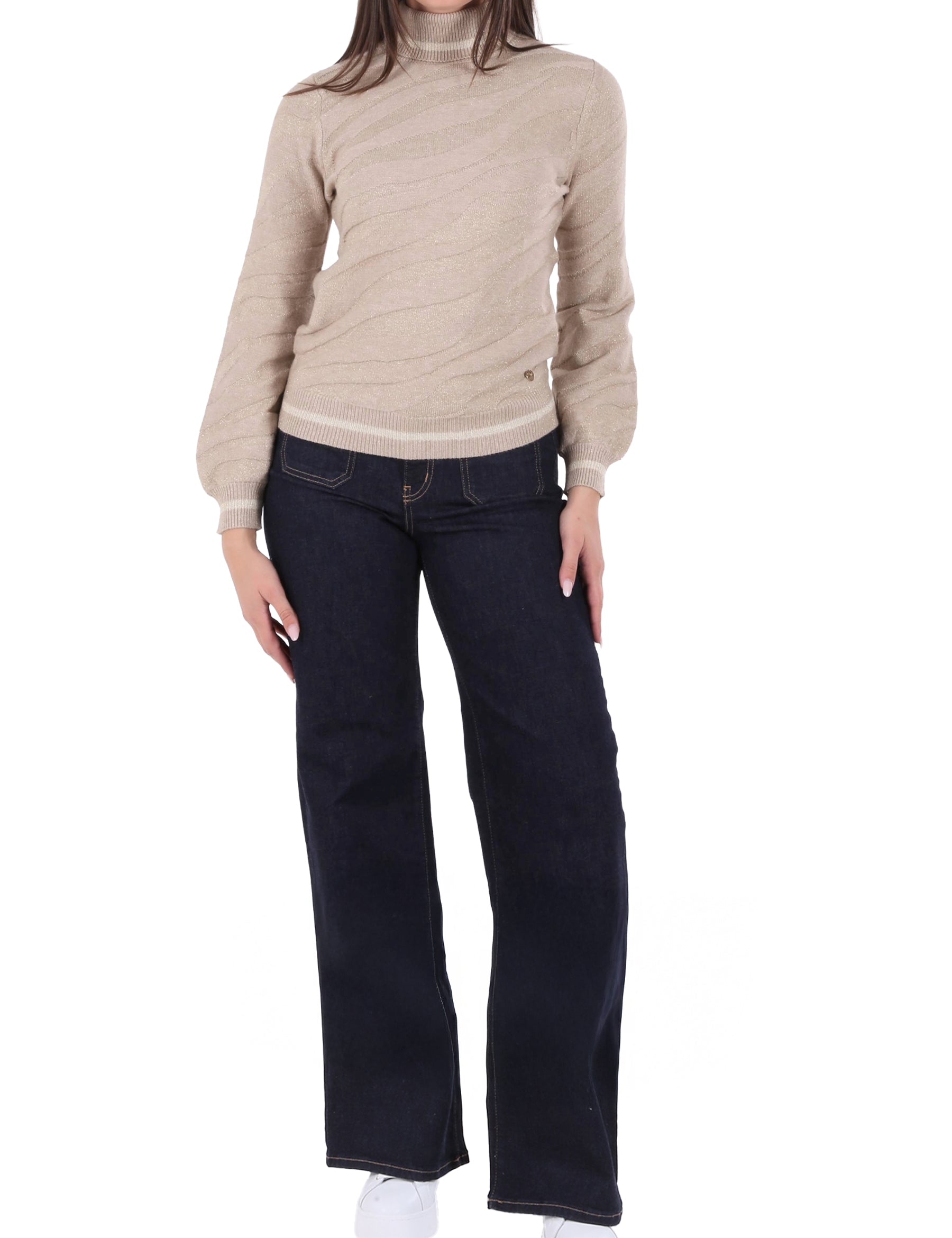 Maglia a collo alto Beige Yes-zee