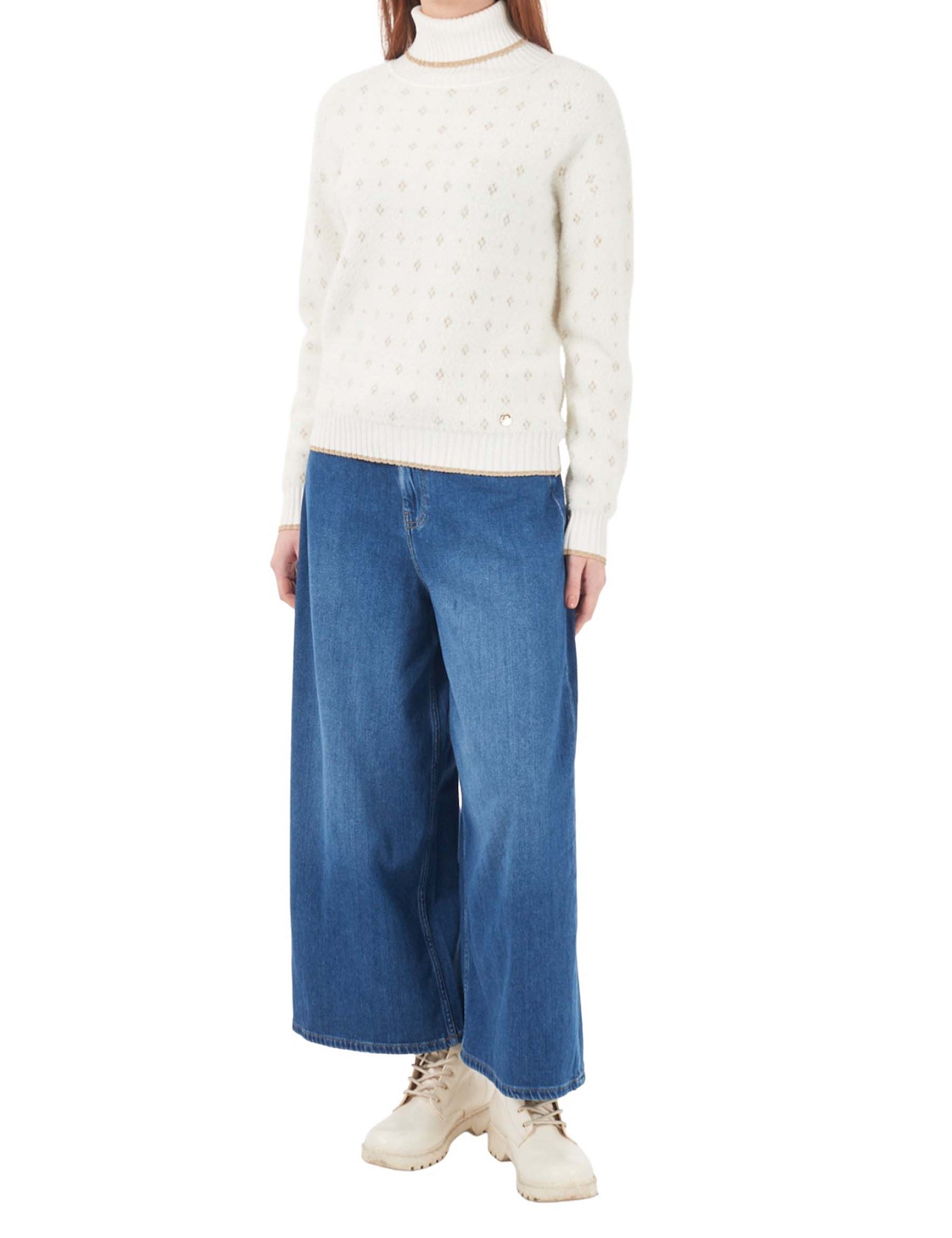 Maglia a collo alto Bianco Yes-zee