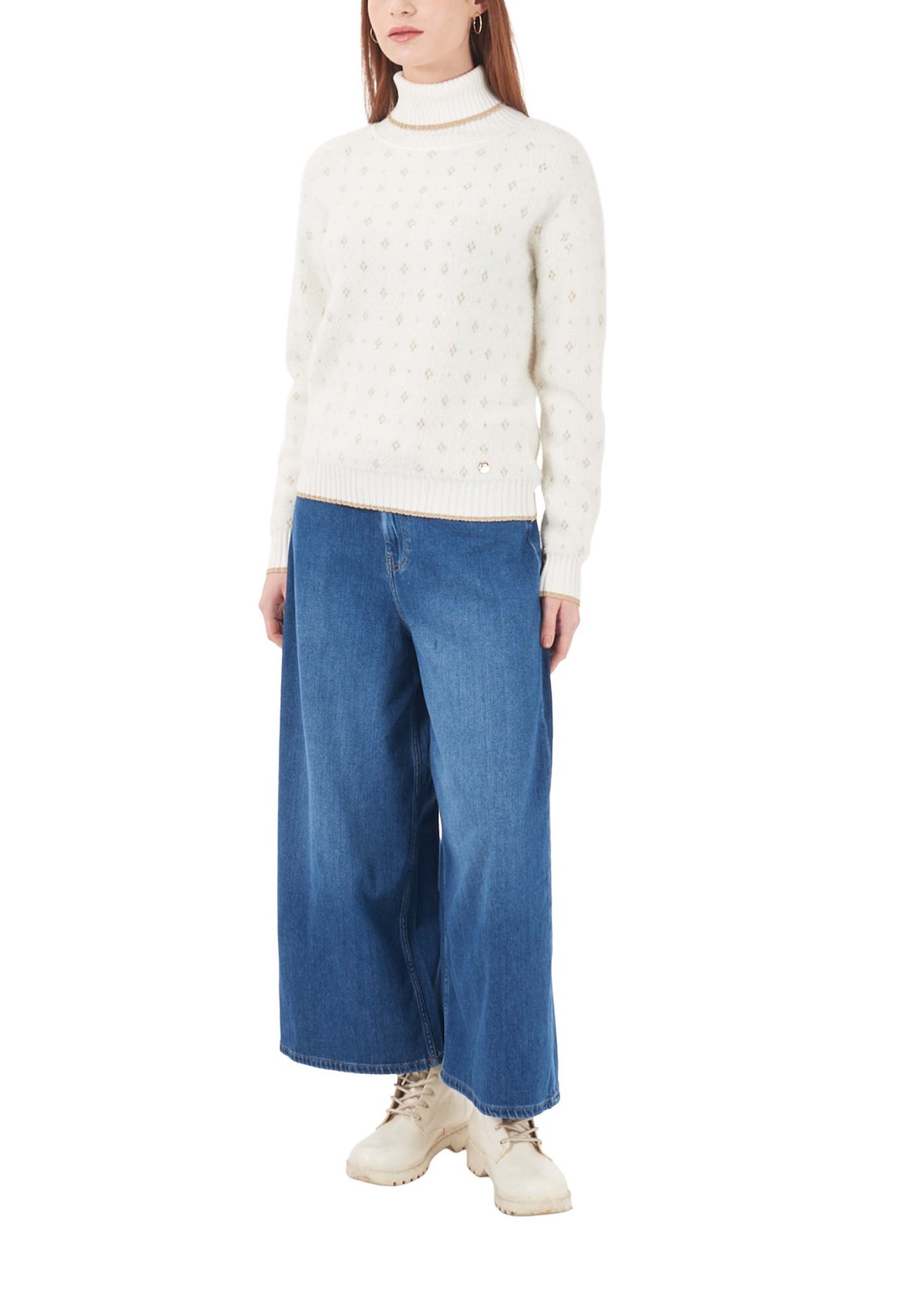 Maglia a collo alto Bianco Yes-zee