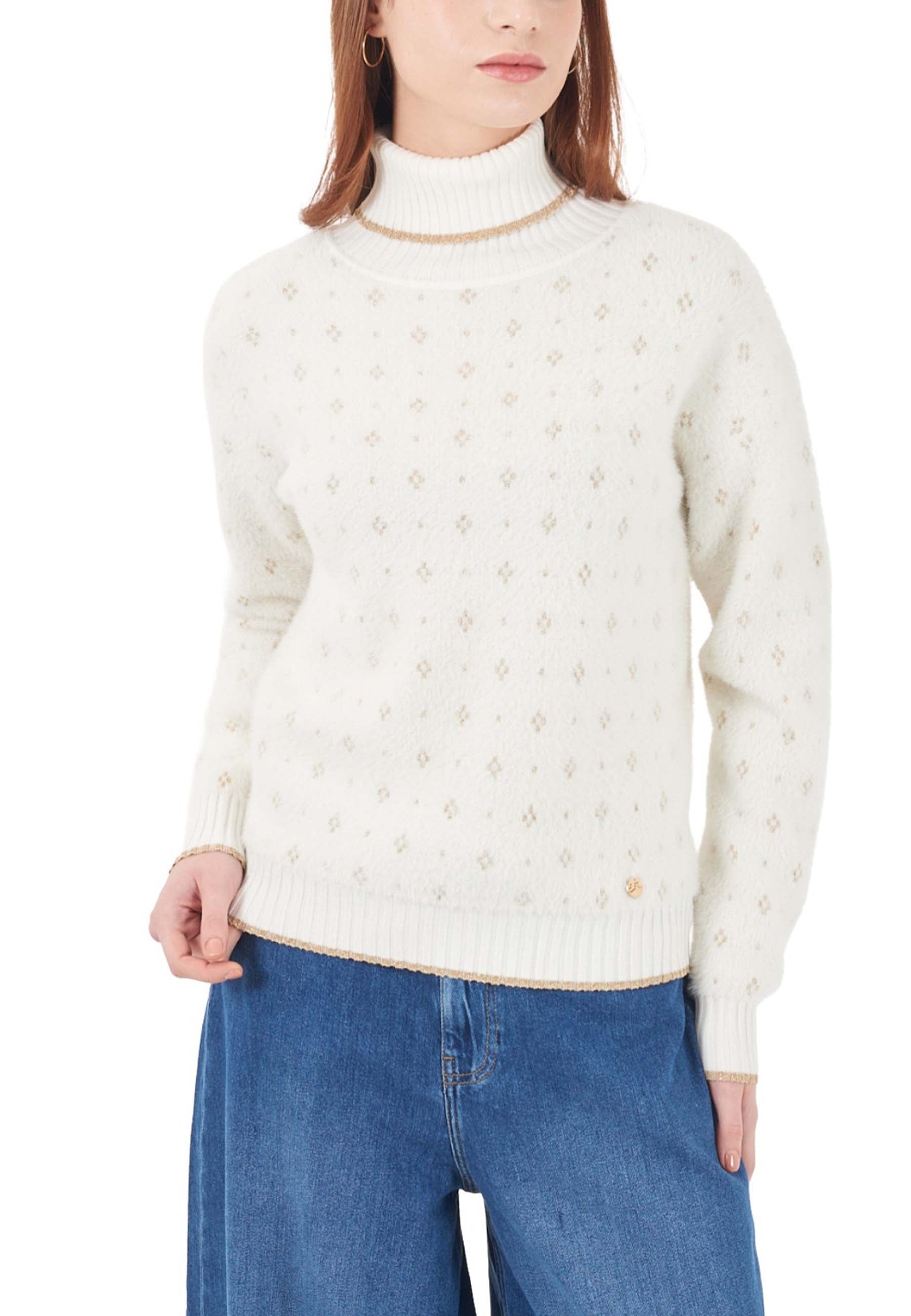 Maglia a collo alto Bianco Yes-zee